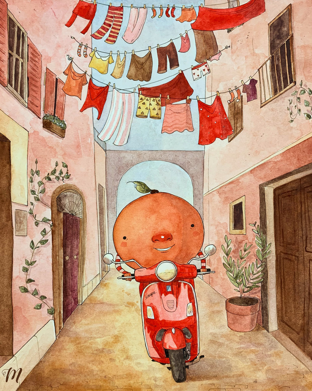 Orange on a Vespa