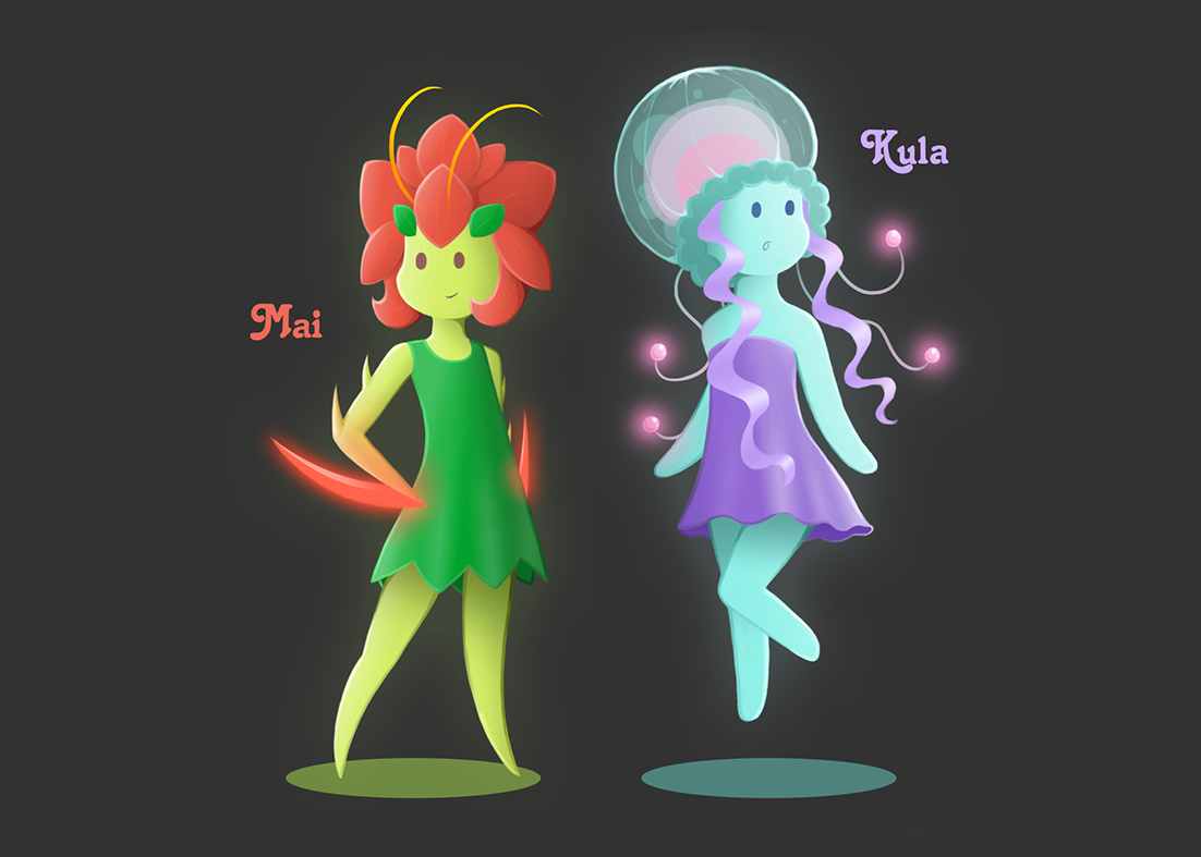 Completed concept art, adding colour and personality.