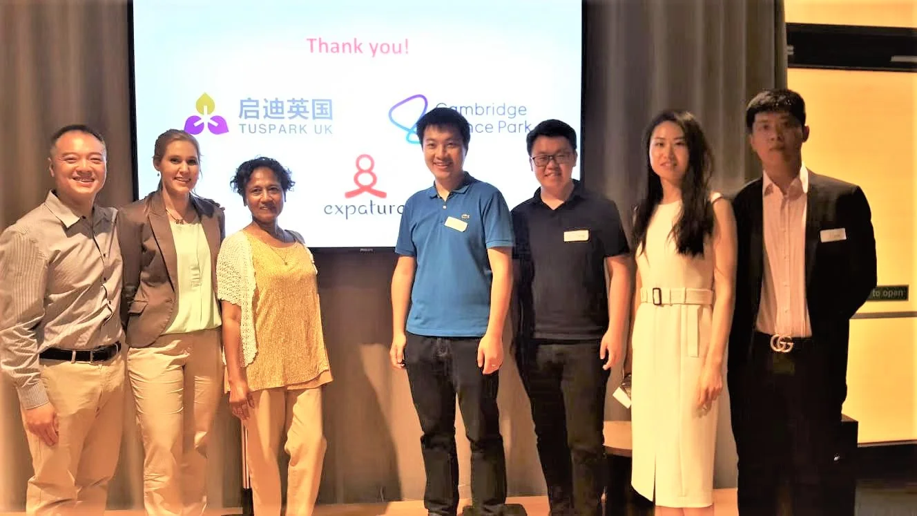 Left: Expature founders Dean, Eva and Zarine; Right: Tuspark UK Team