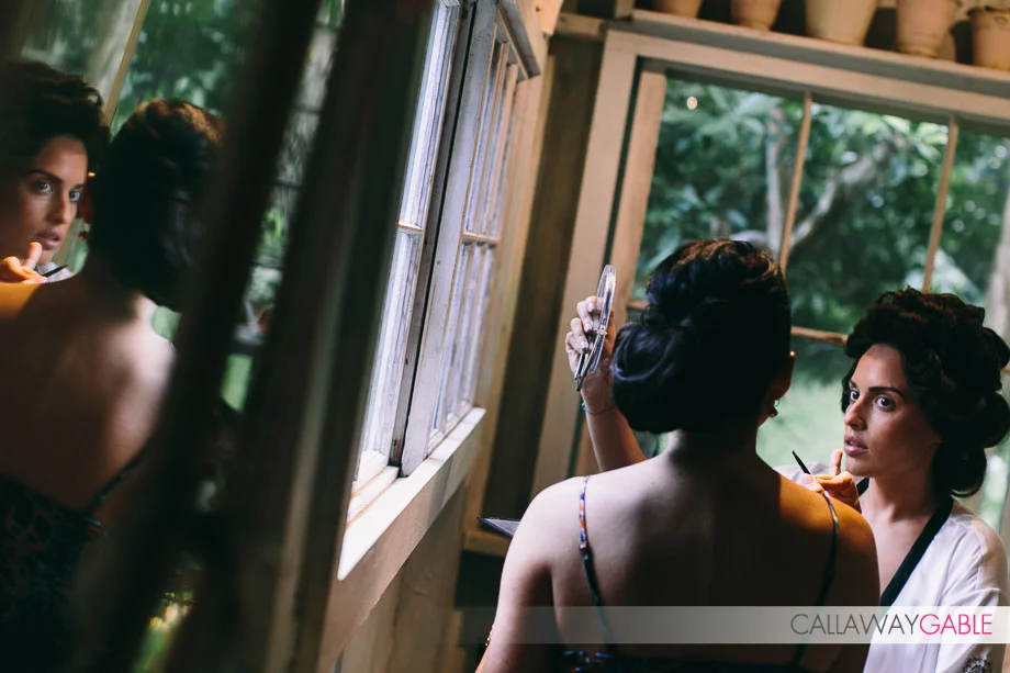 Bride gets ready at Haiku Mill Wedding