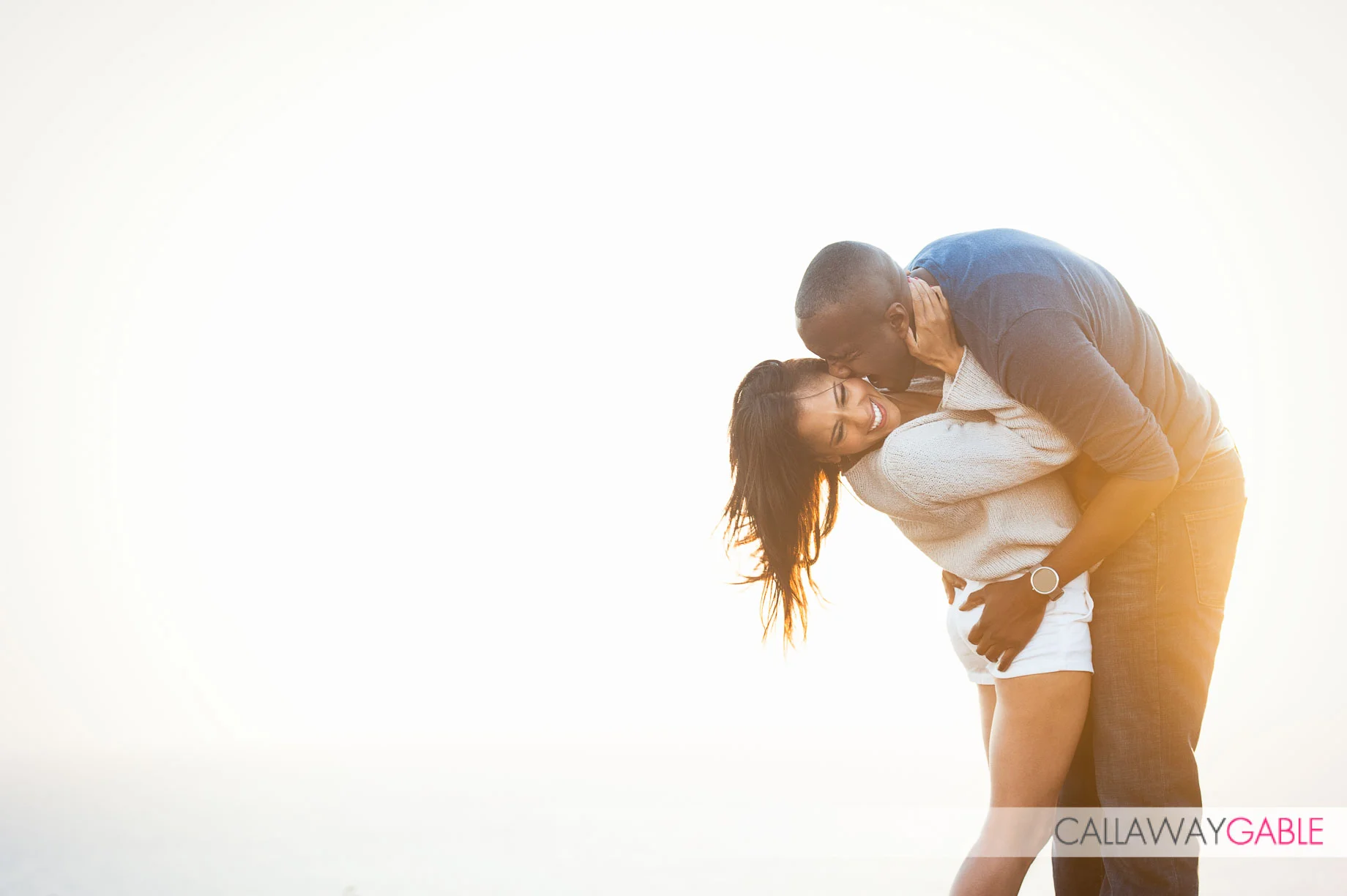 Romantic engagement photo at Point Fermin Park in San Pedro