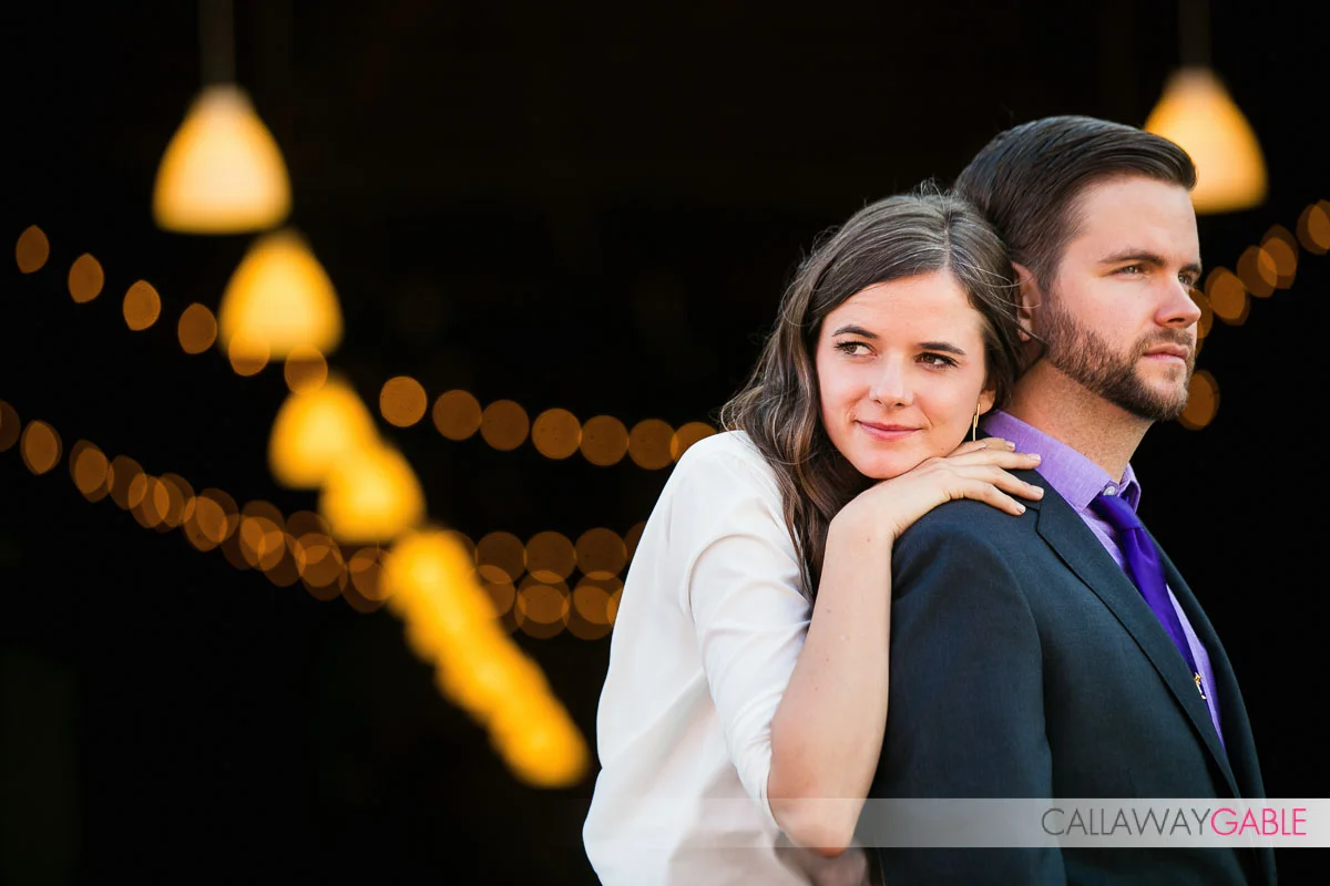 Cool engagement photo with lots of bokeh