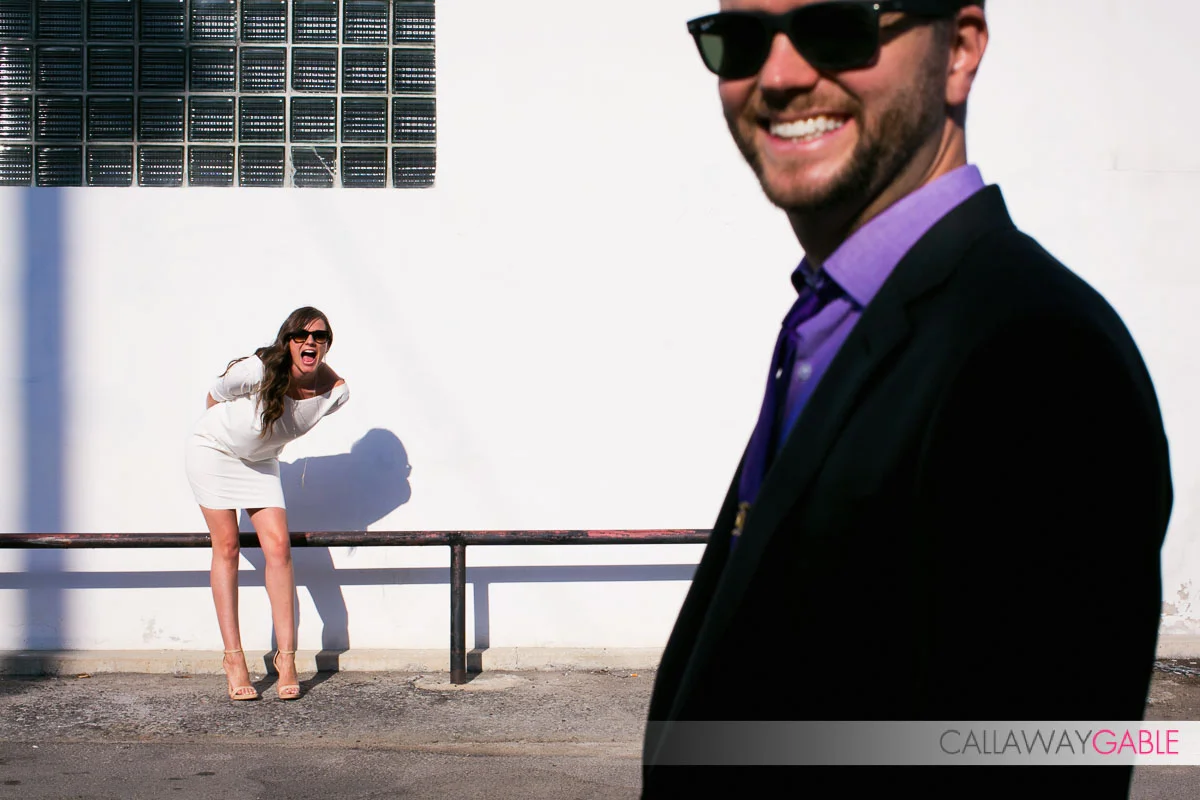 super sexy engagement photo in downtown los angeles