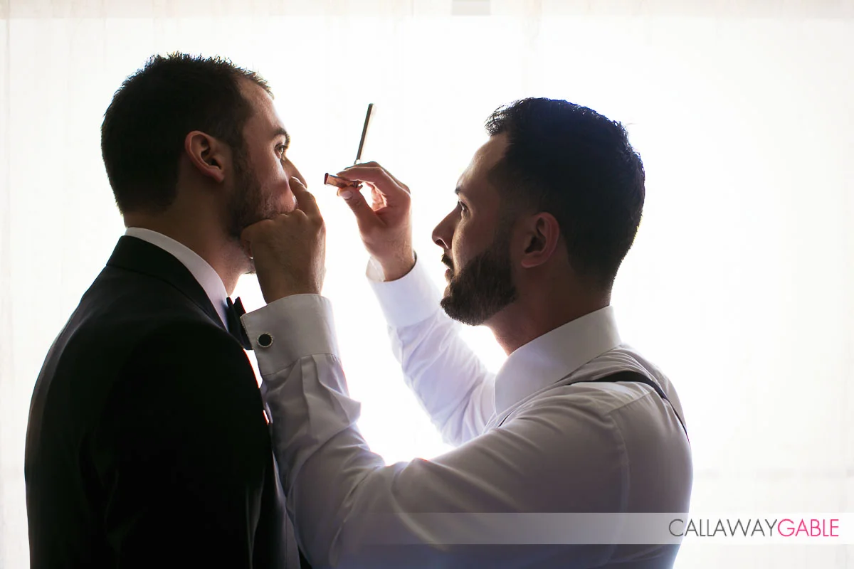 Groom getting ready for his wedding at the Ritz Carlton Laguna Niguel