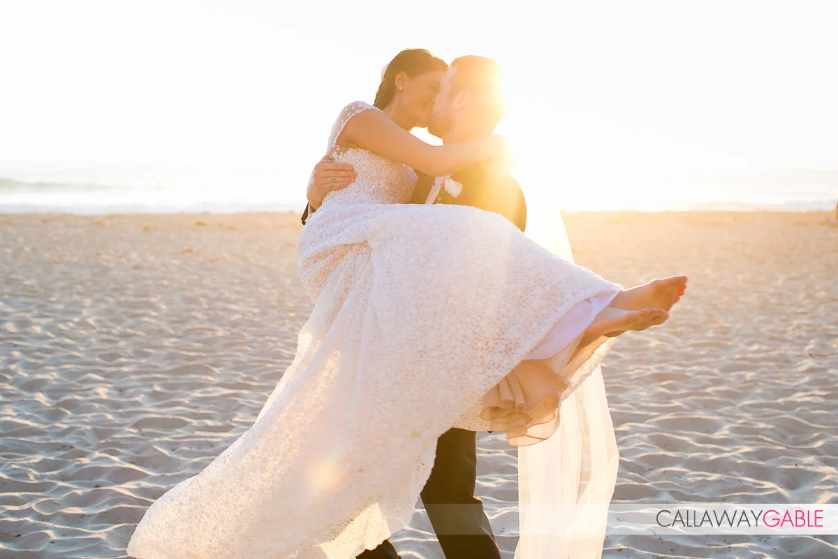 Walking on the beach wedding photo in Laguna Niguel