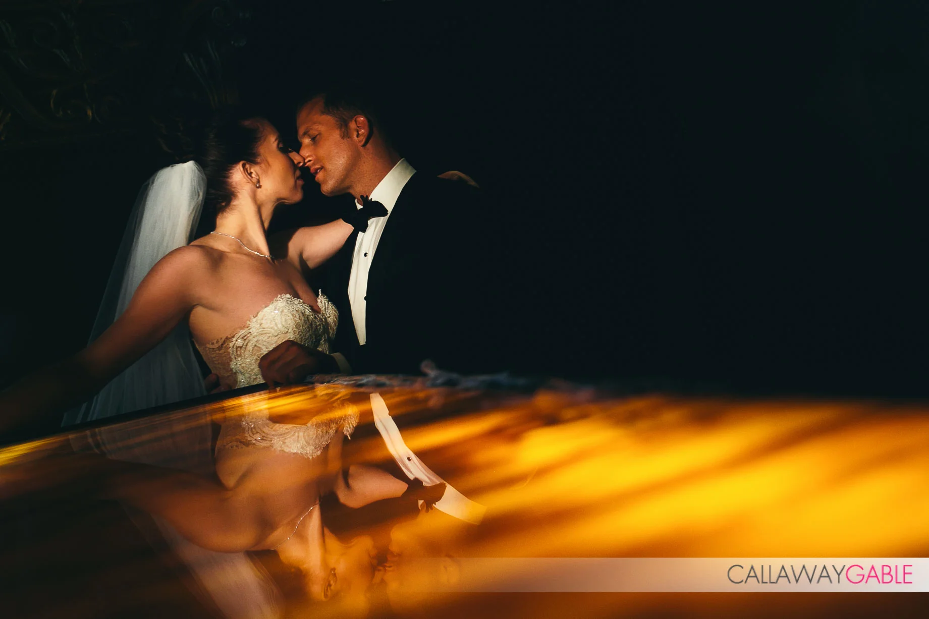 Unique wedding portrait at the Culver Hotel, wedding at Smog Shoppe