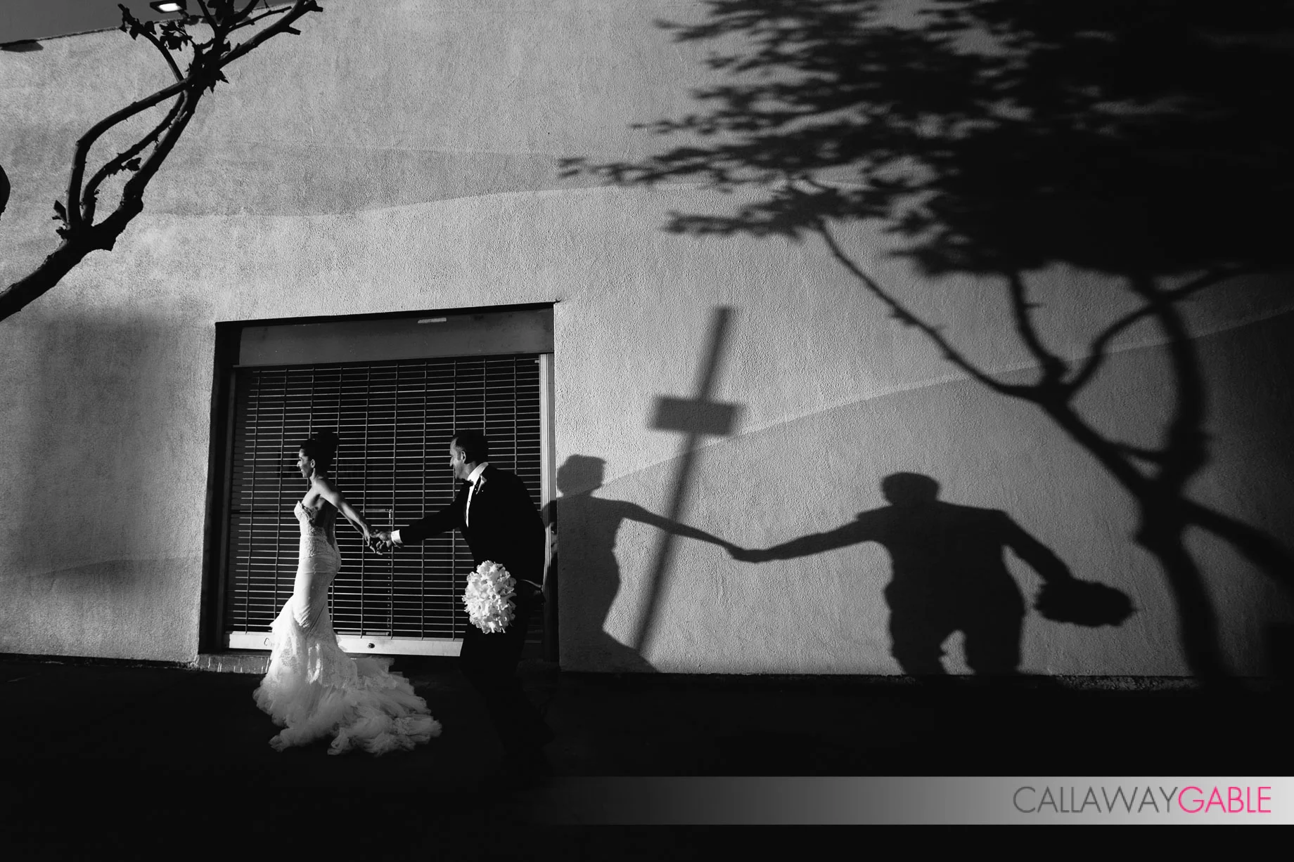 Bride and Groom wedding photo on La Cienega, just outside of Smog Shoppe