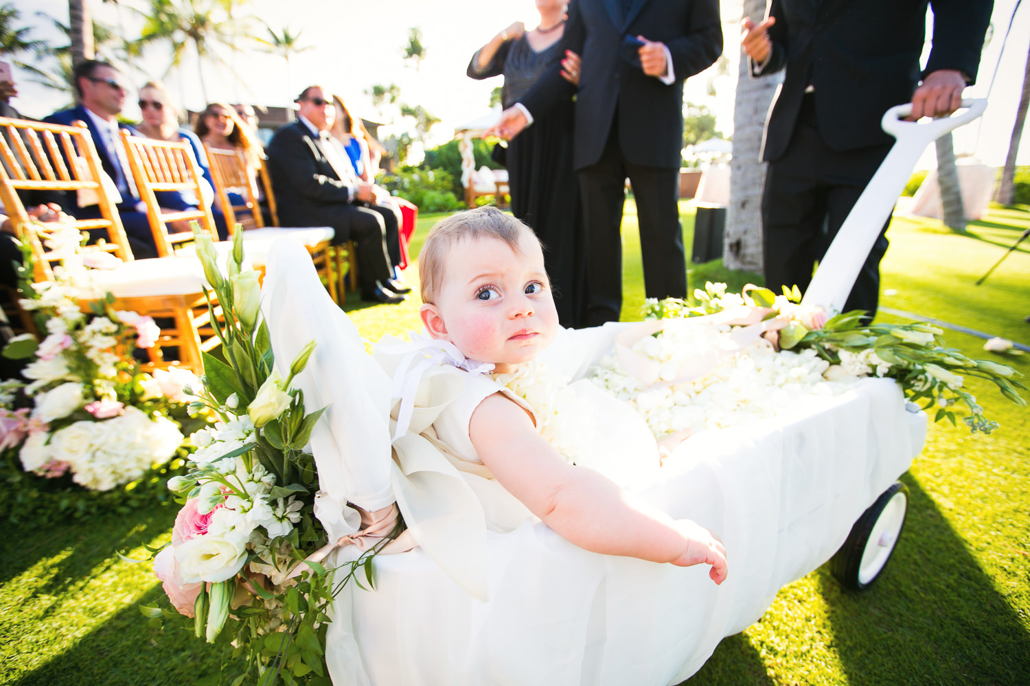 Baby at Outdoor Wedding Ceremony at the Four Seasons Hualalai