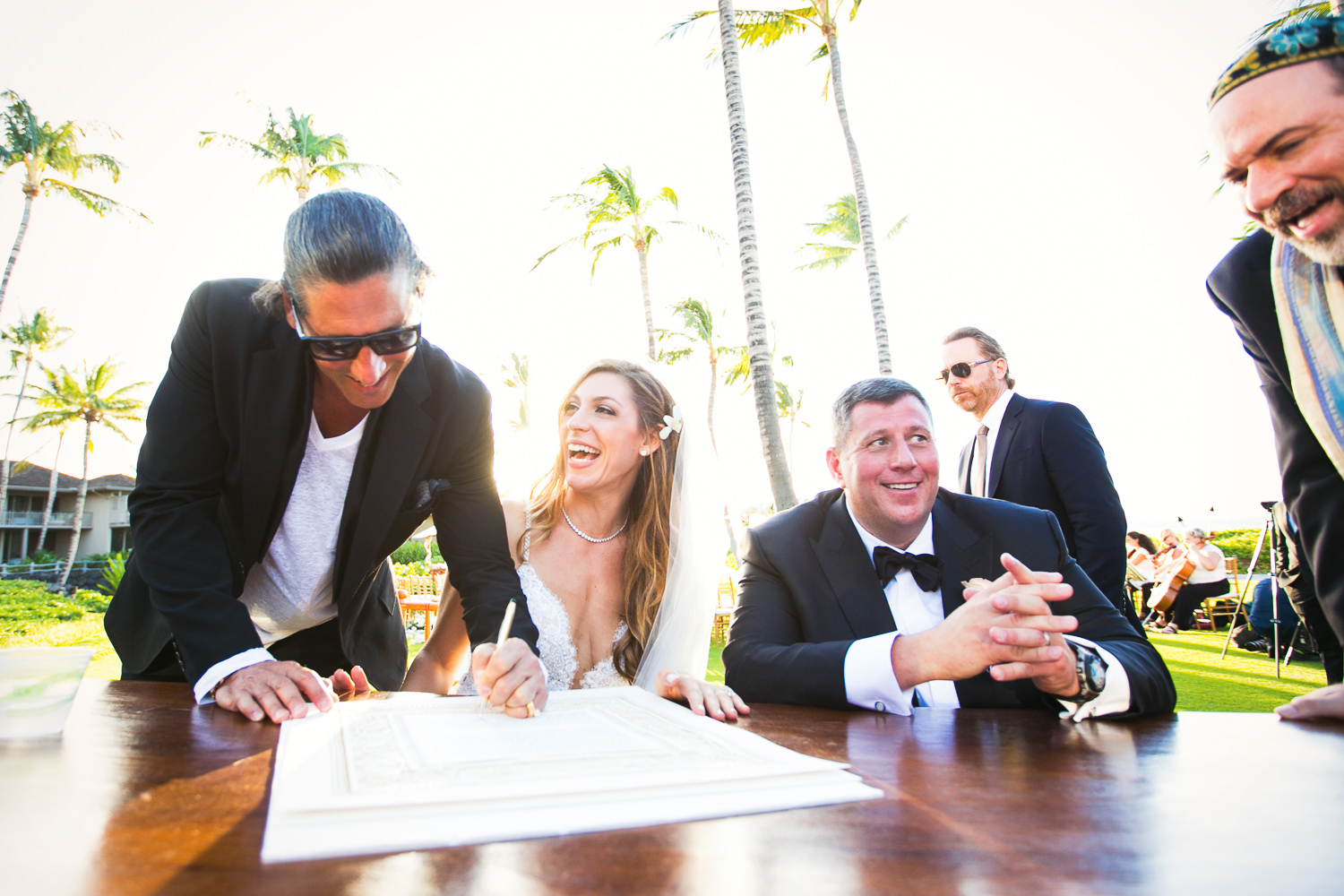 Signing the ketubah at a Outdoor Wedding Ceremony at the Four S