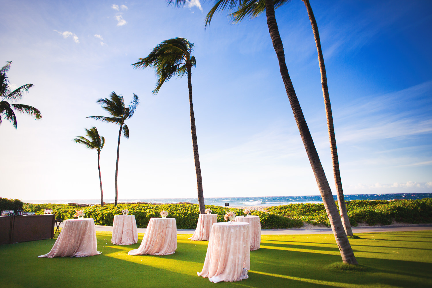 Cocktail Hour on the lawn by the beach at the Four Seasons Hualalai