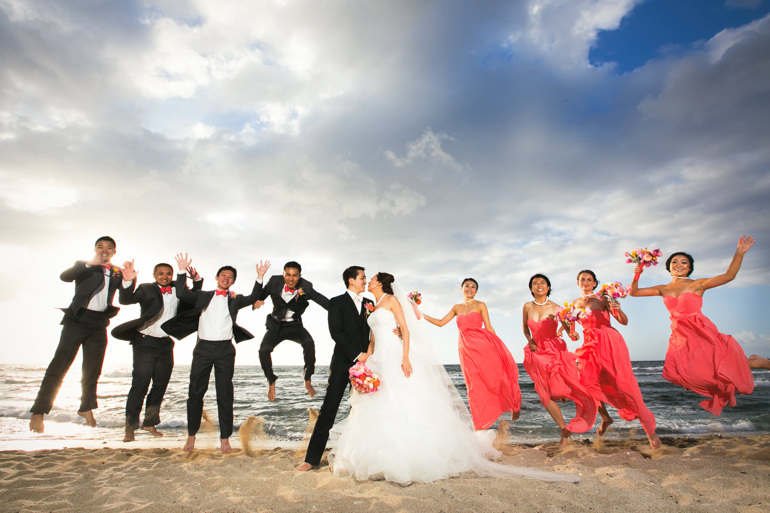 Bridal Party on the beach at Four Seasons Hualalai wedding