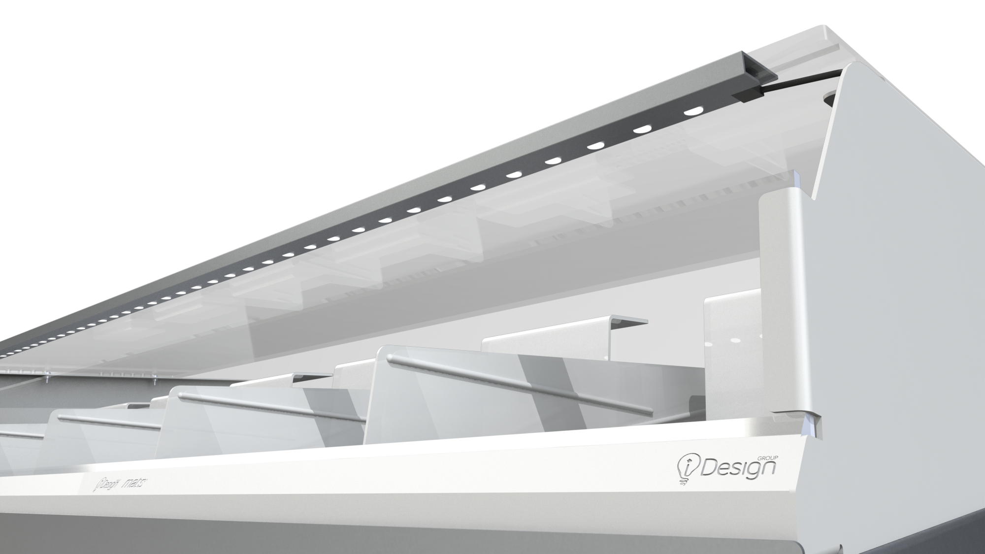 LED LIGHTING A built in LED across the front of the top cover puts your products into the best possible light.