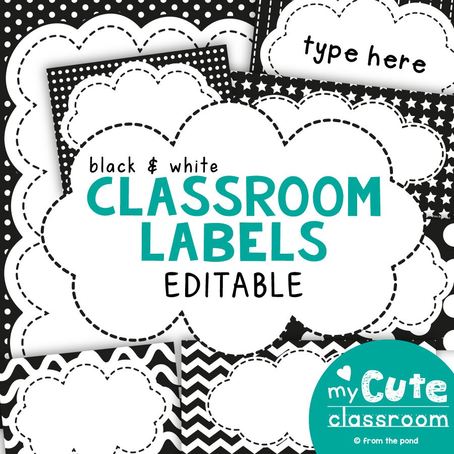 Black and White Editable Labels