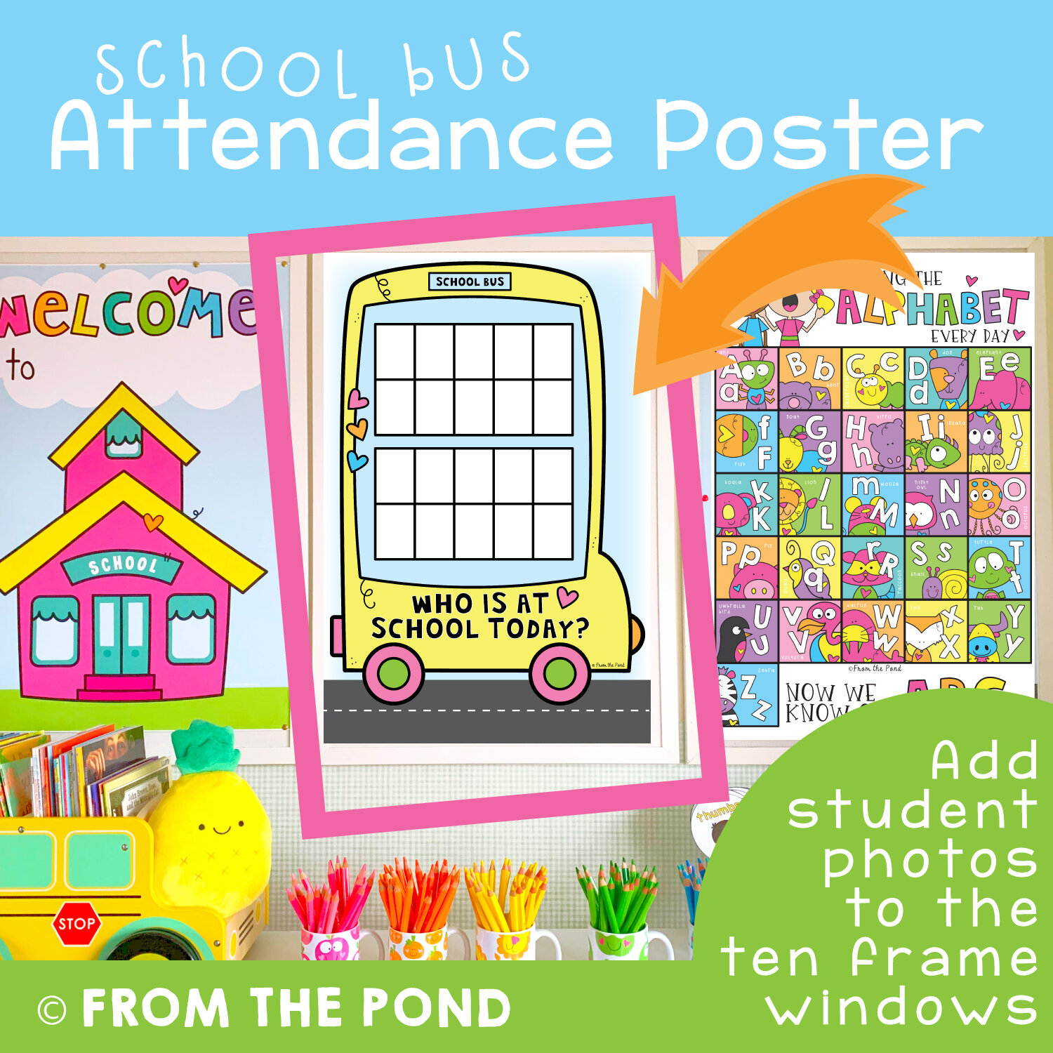 School Bus Attendance Ten Frames