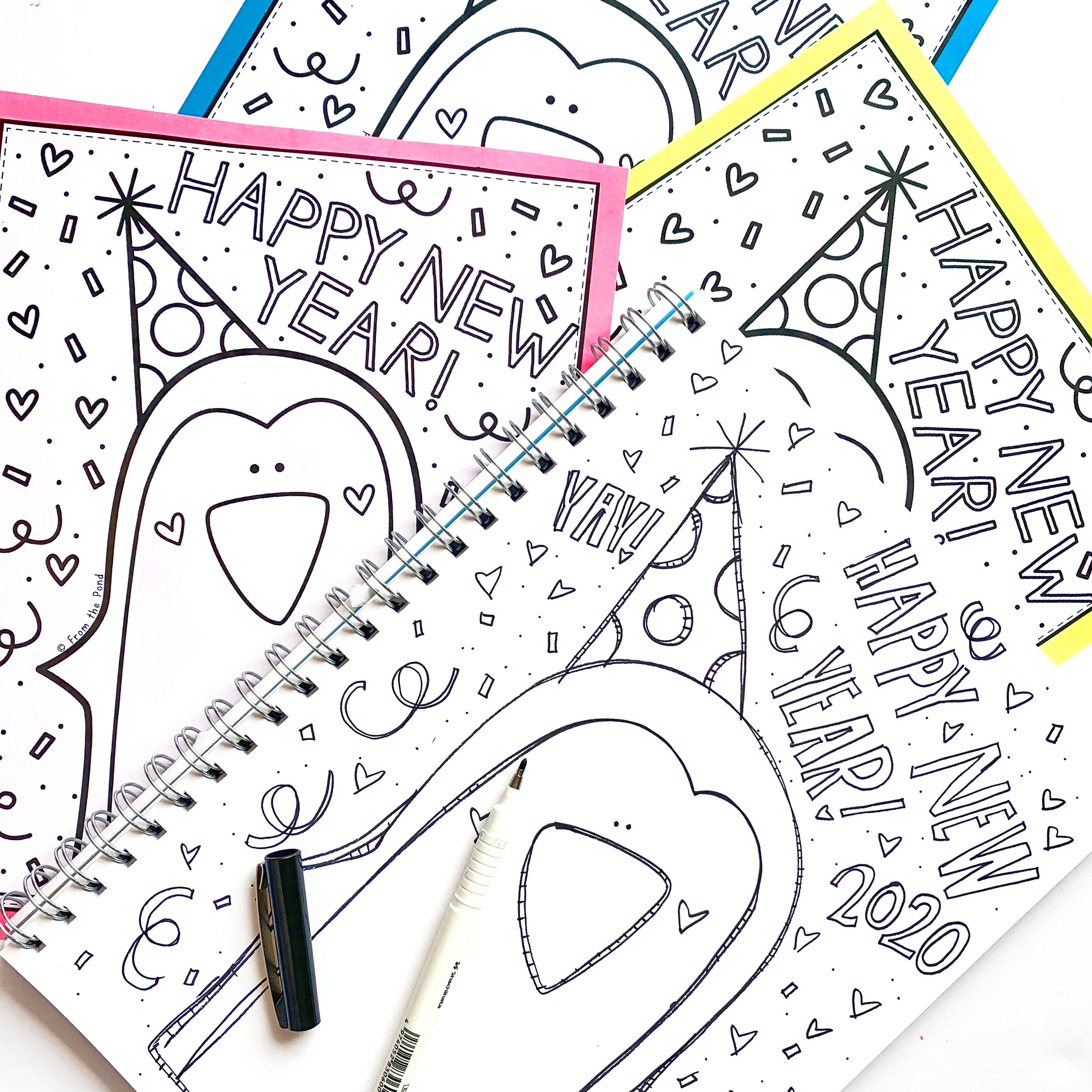 Penguin New Year Coloring Page