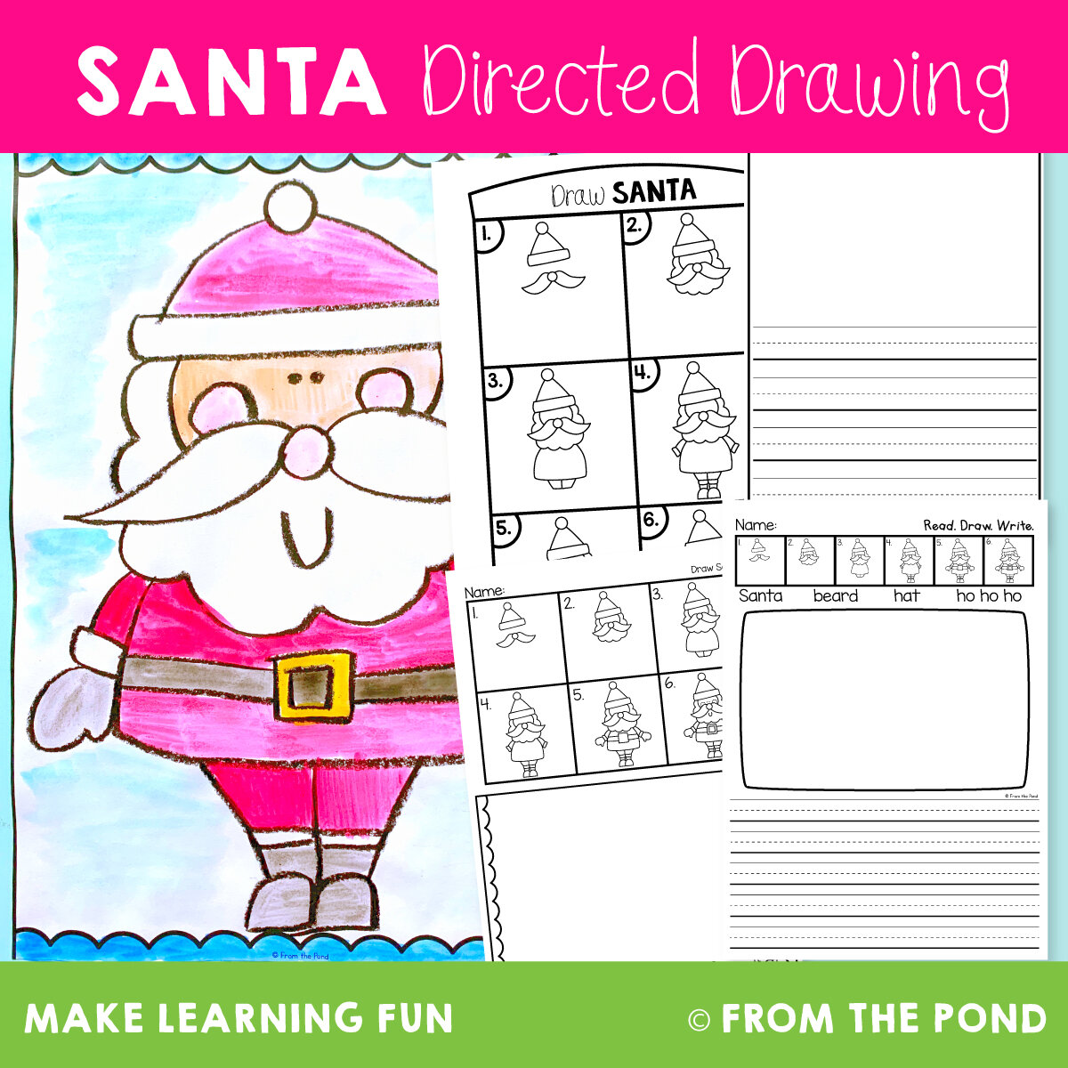 Beautiful Christmas Drawing for Kids - Santa Claus and Christmas Tree