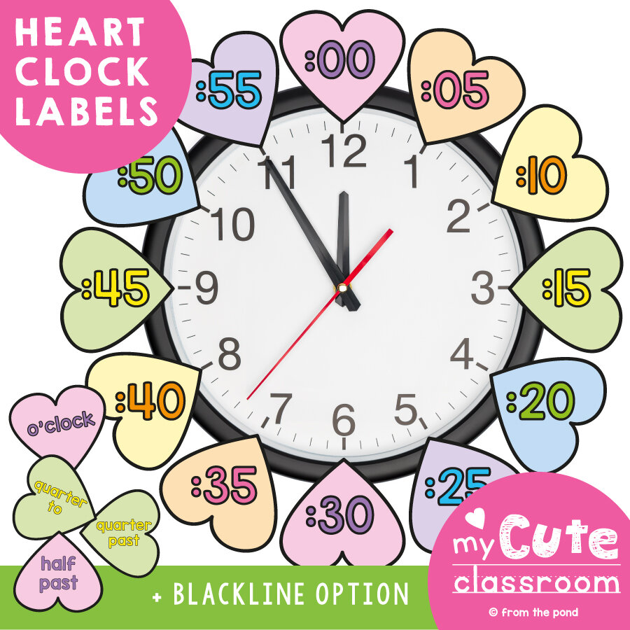 Heart Clock Labels