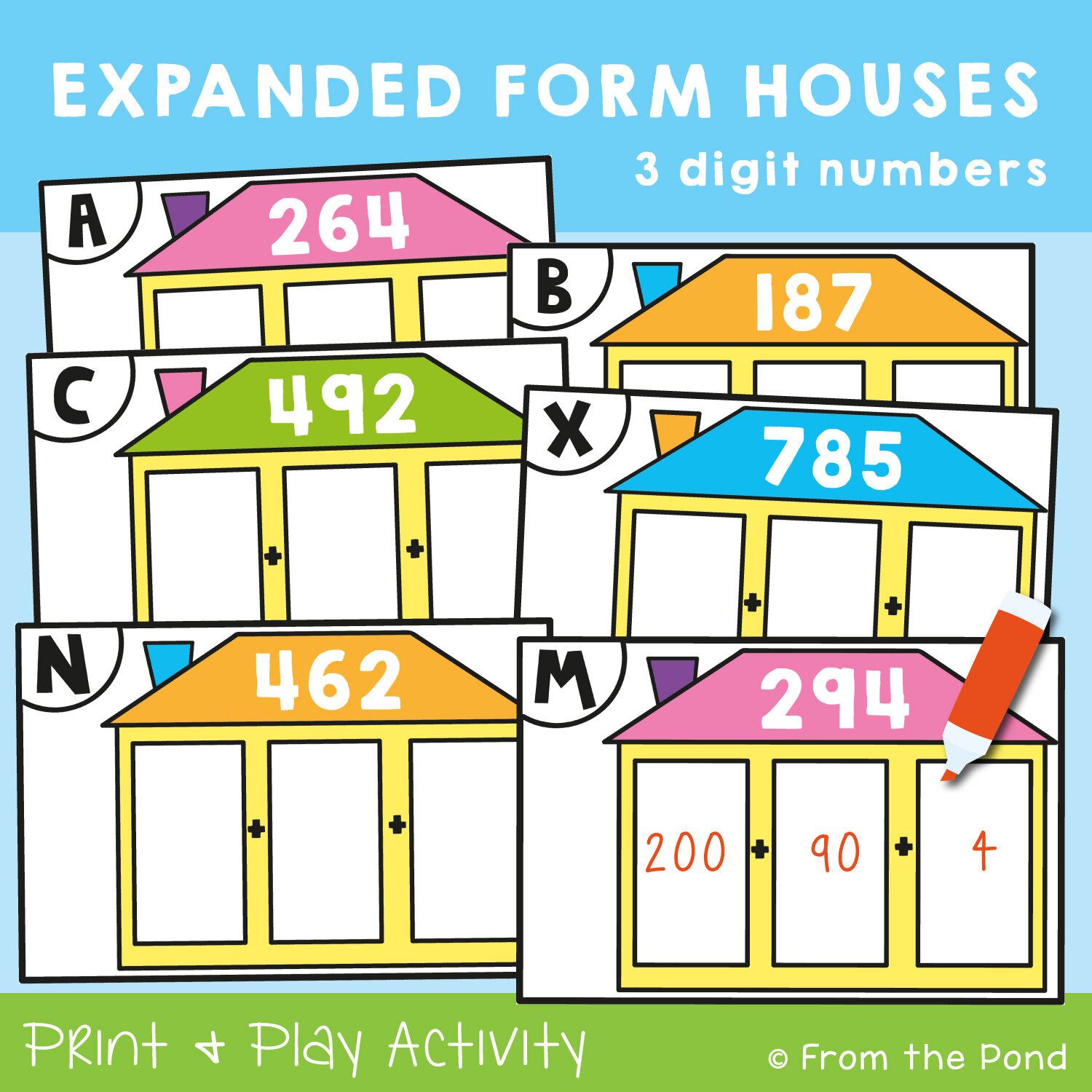 3 Digit Expanded Form Houses