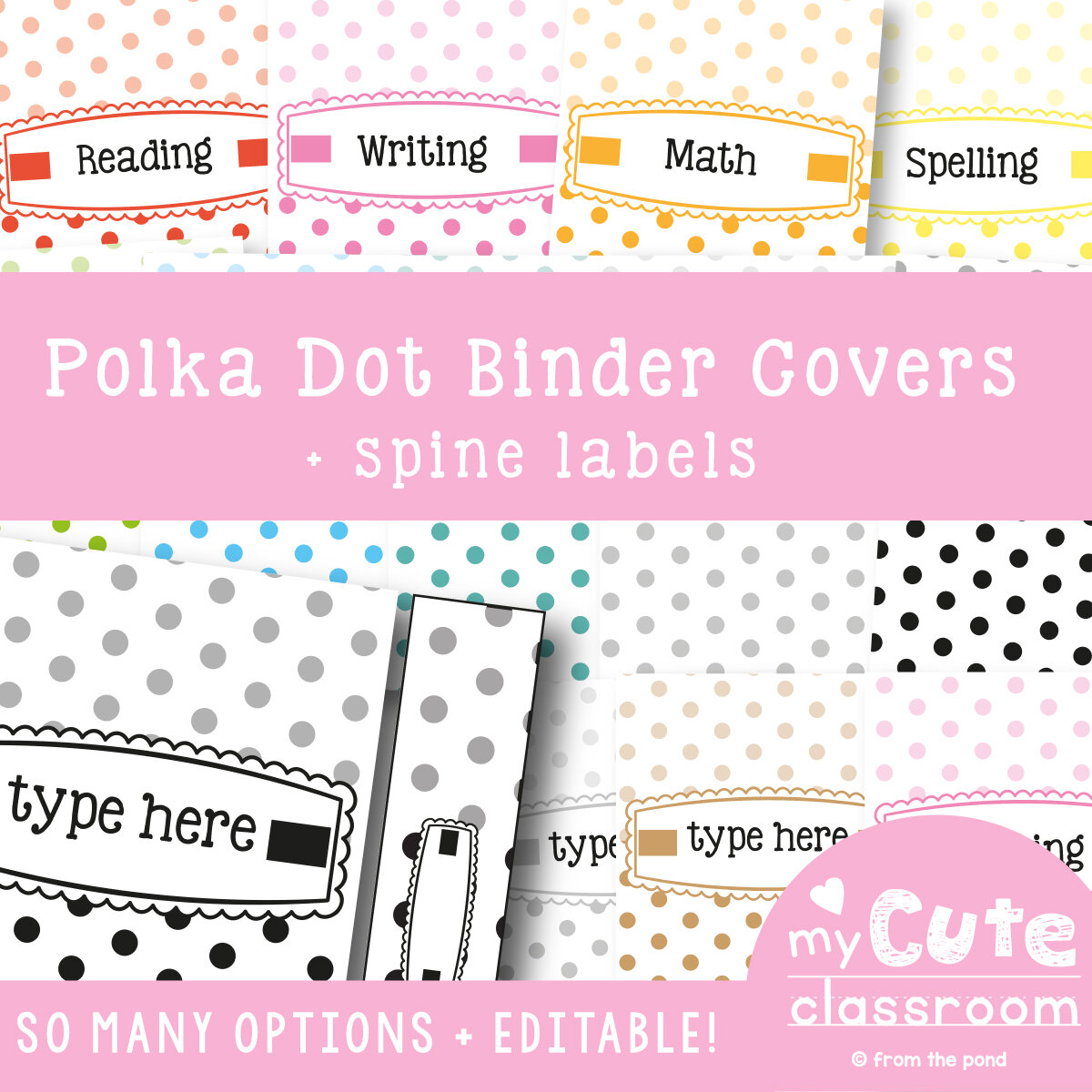 Pastel Polka Dot Binder Covers