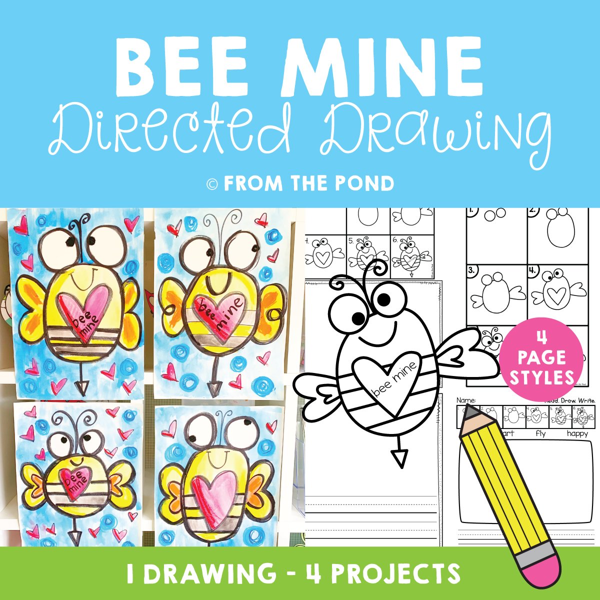 Valentine Bee Drawing
