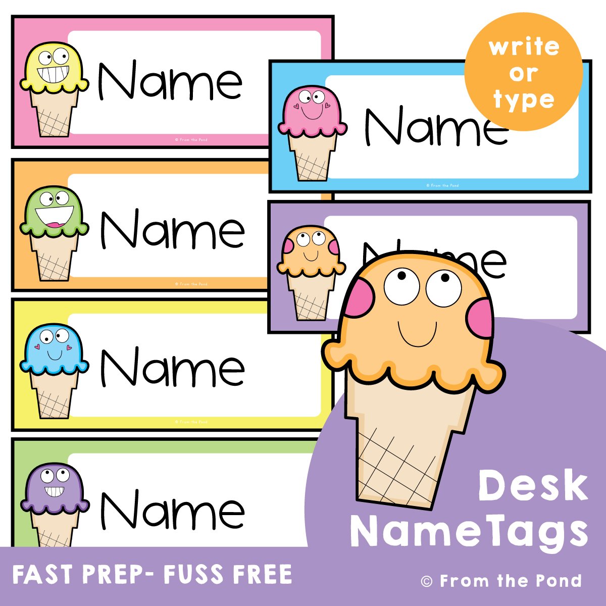 Ice Cream Desk Tags