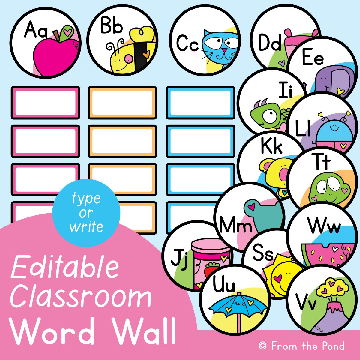 Alphabet Word Wall Cards & Abc Chart 023  Alphabet word wall cards,  Alphabet word wall, Word wall cards