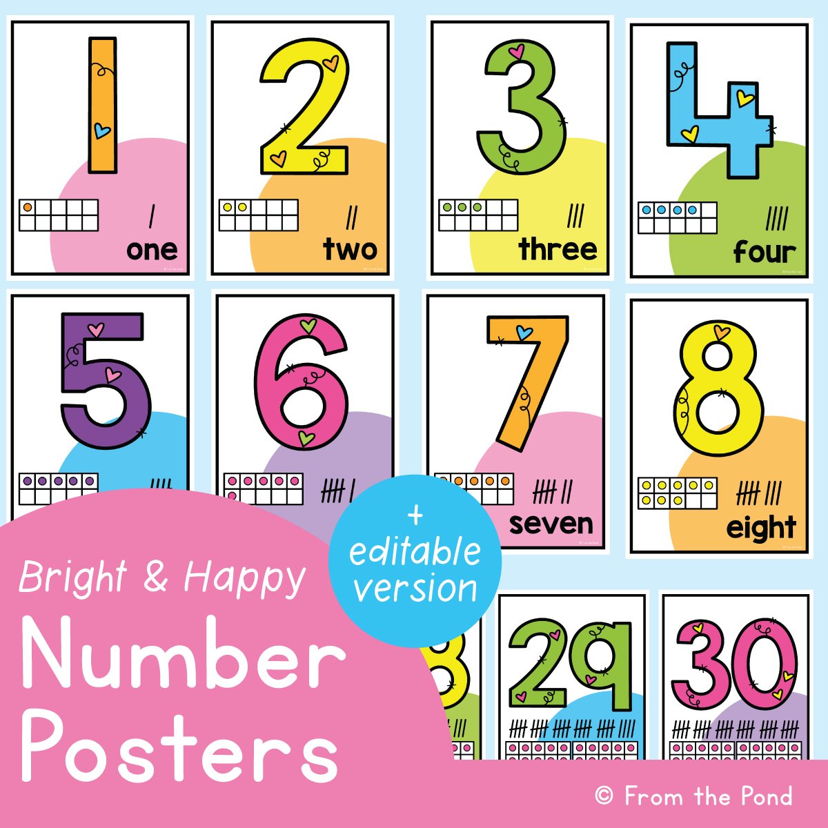 Bright Number Posters