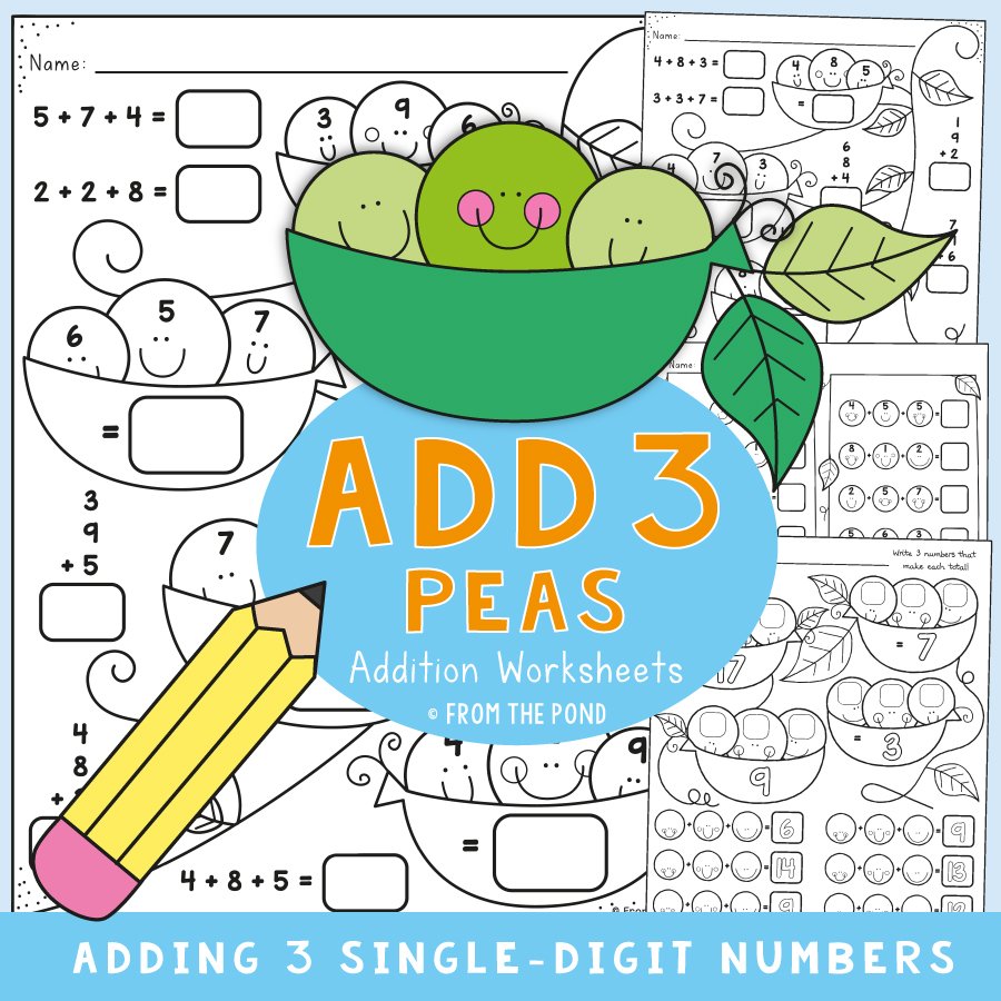 Add 3 Peas Worksheets
