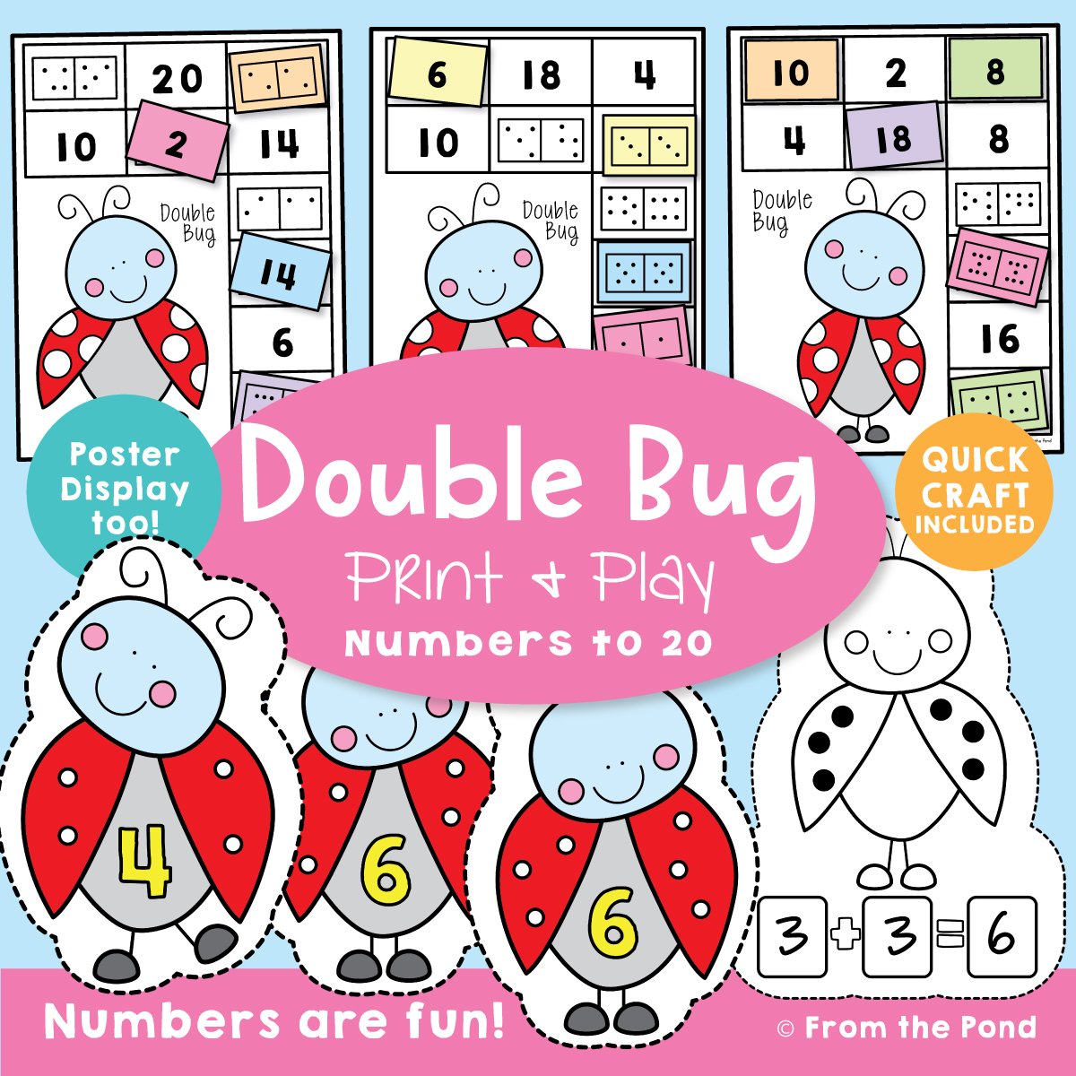  Doubles Facts for Addition Game Posters and Math Craft 