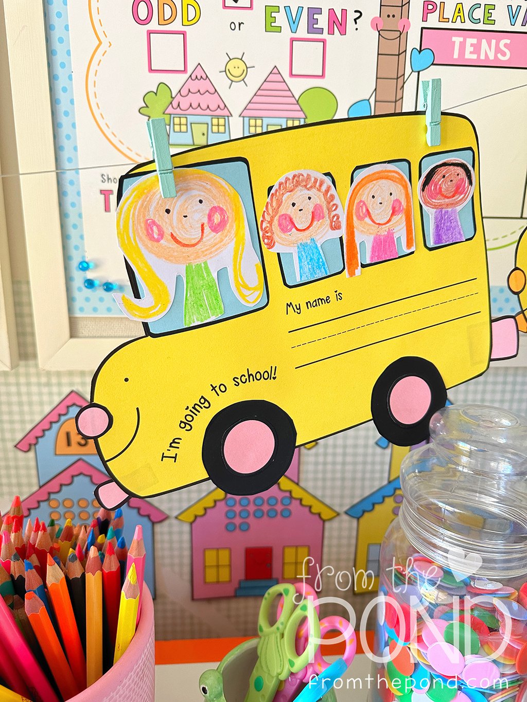  school bus craft and scribble drawing in kindergarten 