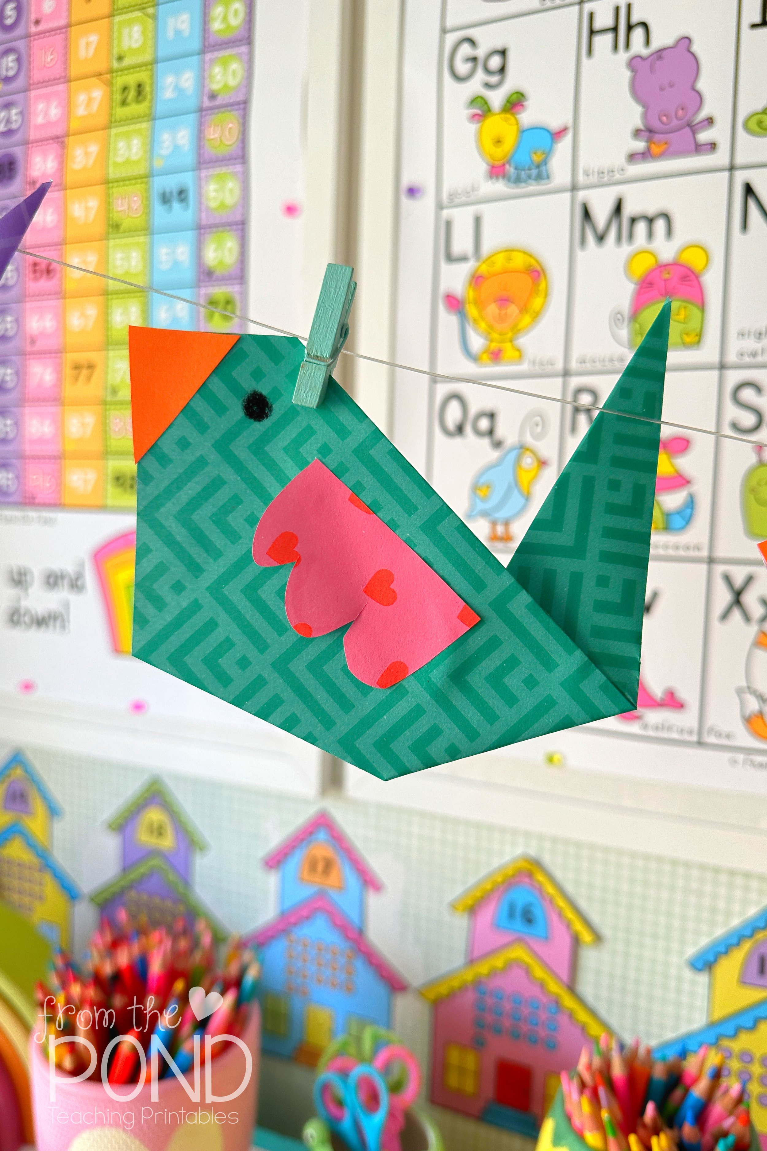  paper folded bird craft for kindergarten fine motor activities 