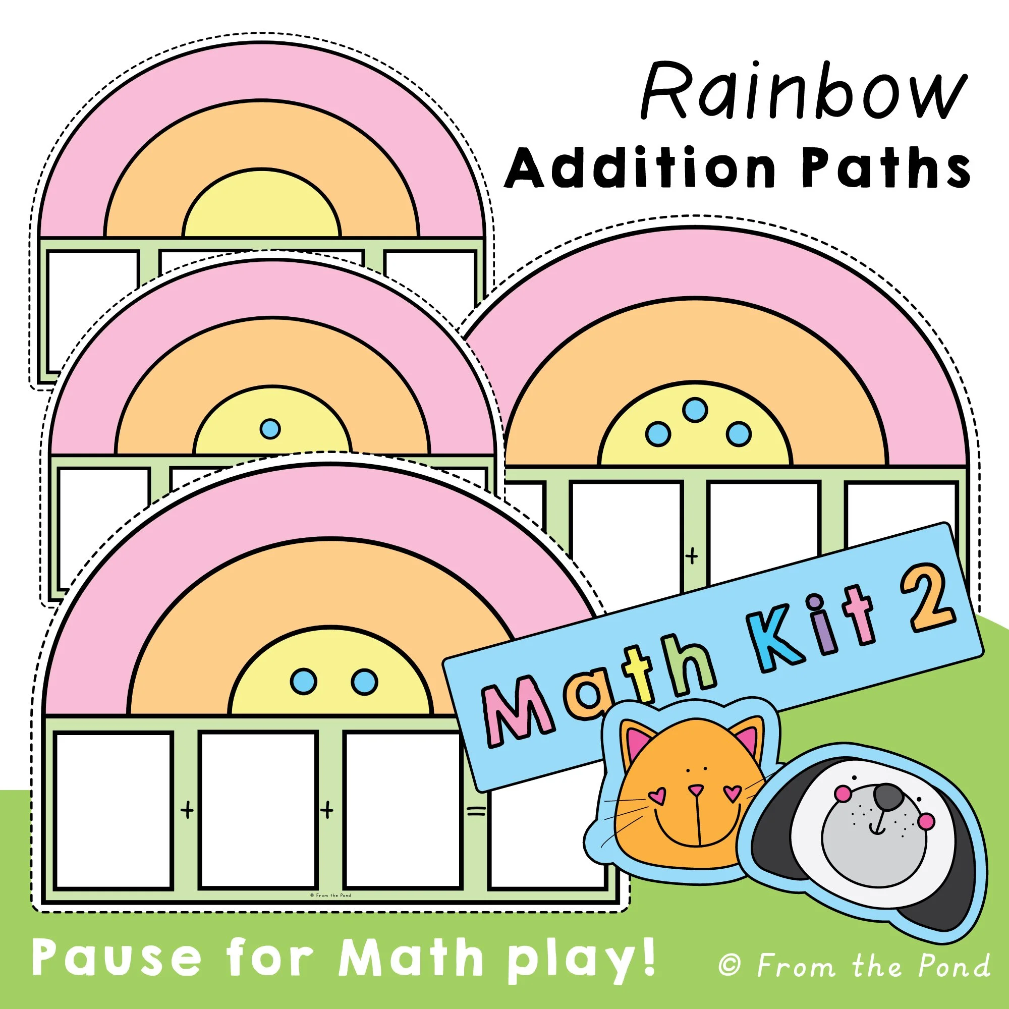  Bring colorful fun to your math lessons with  Rainbow Addition Paths , designed to help kindergarten and first-grade students build fluency in adding 1, 2, or 3 to other numbers. These mats extend learning to include three addends for a total, provi