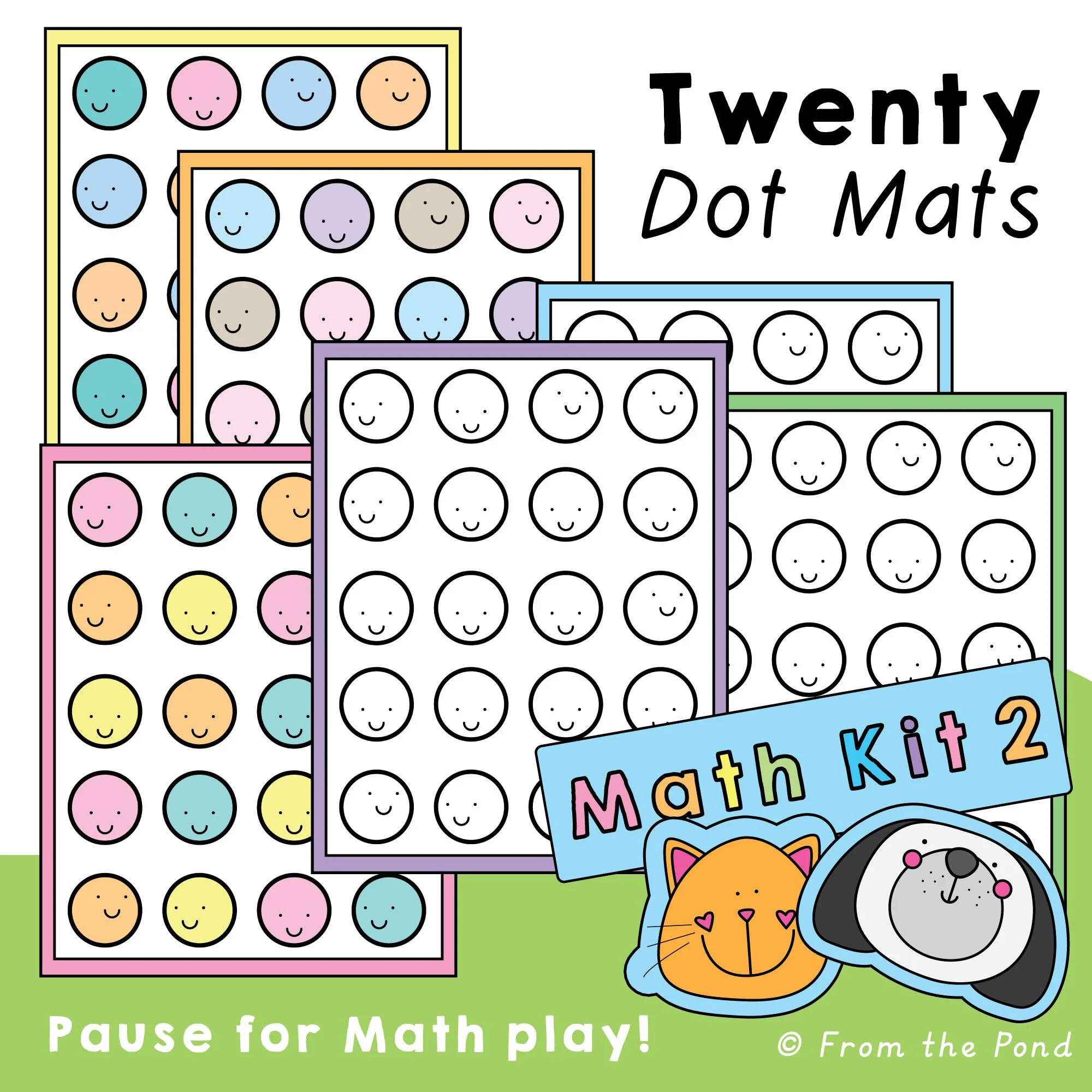  Enhance early number sense with the  Twenty Dot Play Mats , featuring 20 smiley dot faces arranged in 5 rows of 4, colored in sets of 5 using 4 random colors per mat. These versatile mats support counting, grouping, and composing numbers in a fun, h