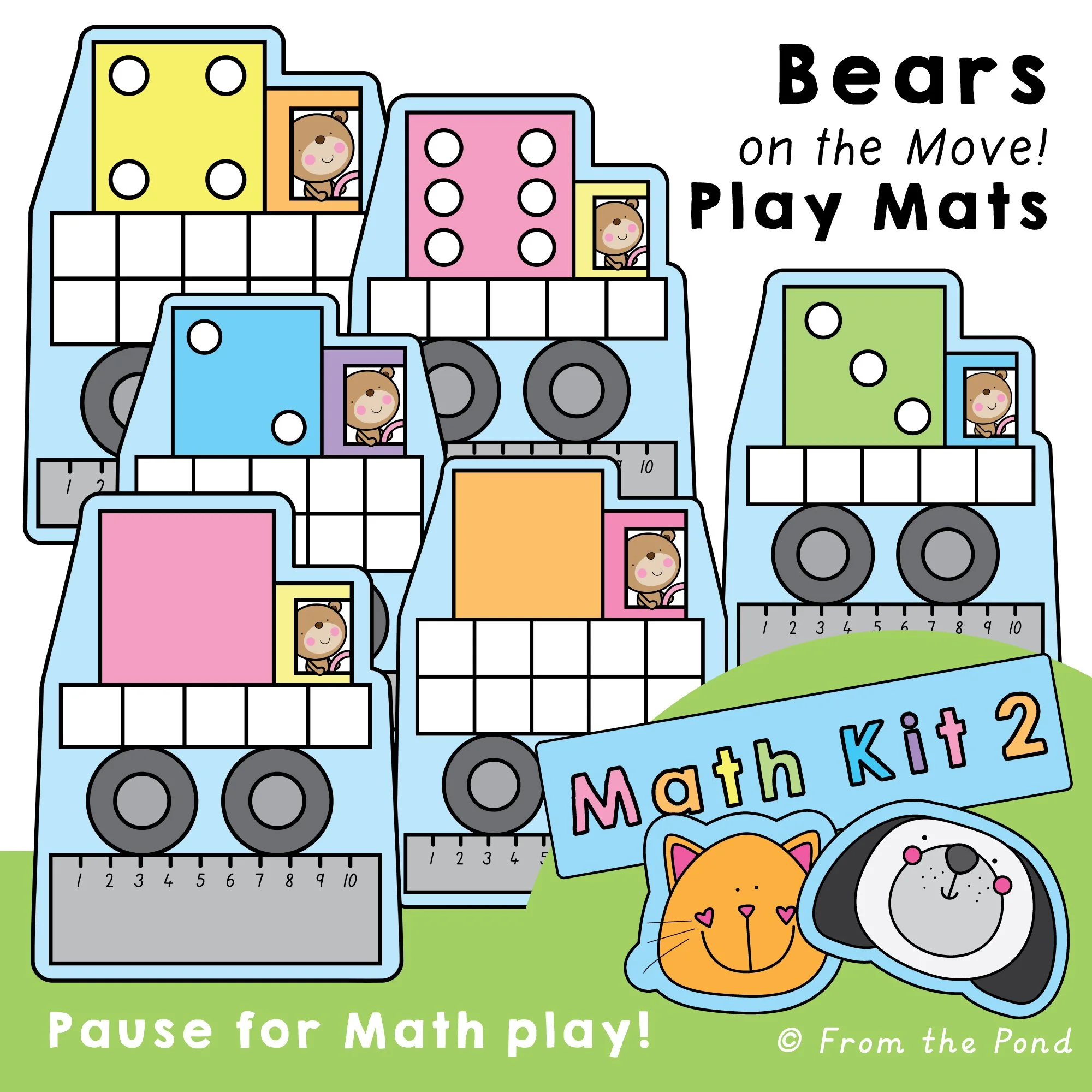  Enhance early math skills with the  Bears on the Move Math Mats , featuring playful bear-themed mats designed to support subitizing, number recognition, and number sense development. These mats include 5-frame and 10-frame layouts, perfect for visua