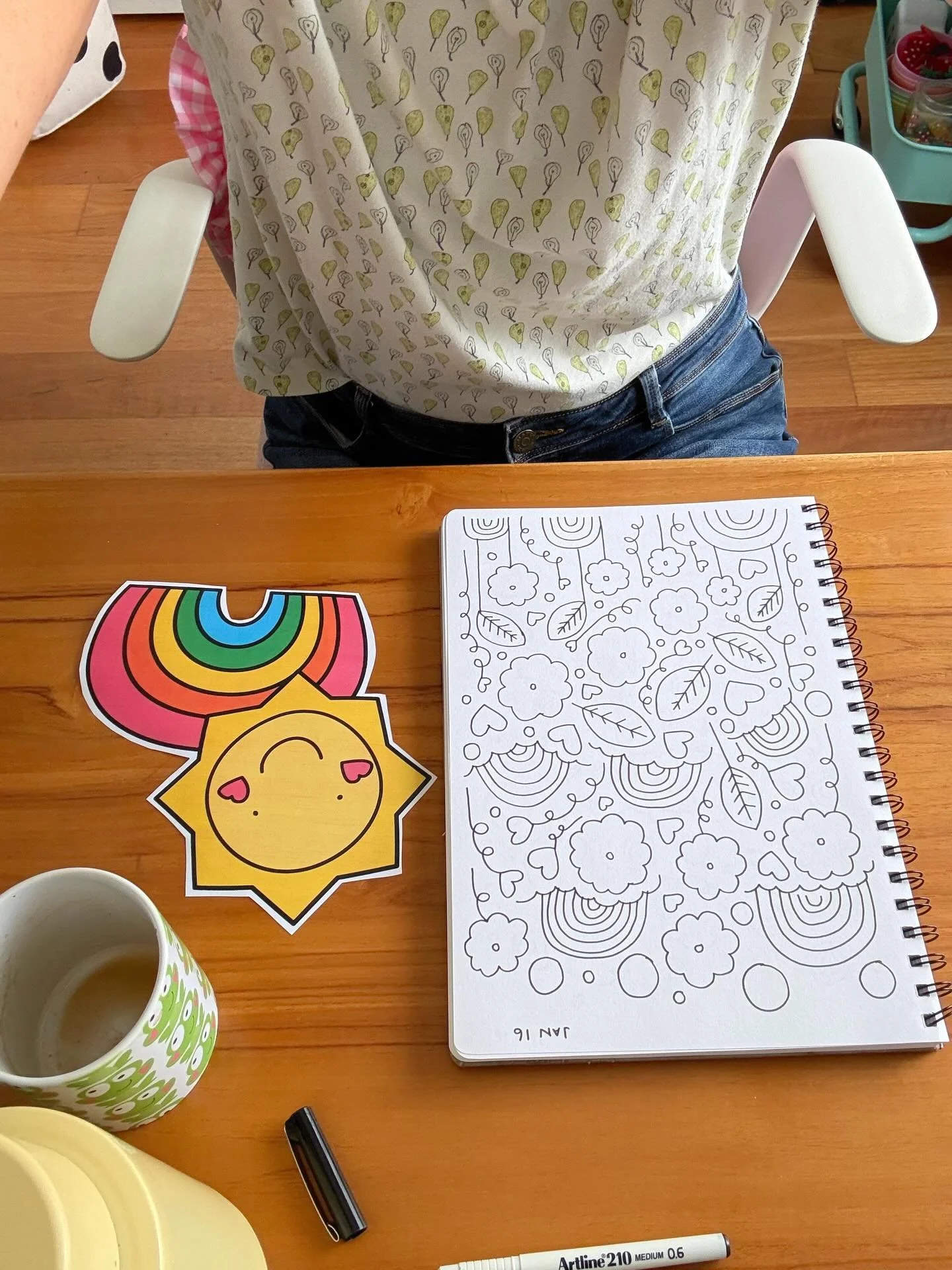 Sharing a little morning sunshine from my desk ☀️

A follower asked for a sun like the one on my wall, and it blossomed into this bright, happy clipart set. 🌈

It&rsquo;s now available in my TPT store&mdash;and on sale today to help bring sunshine i