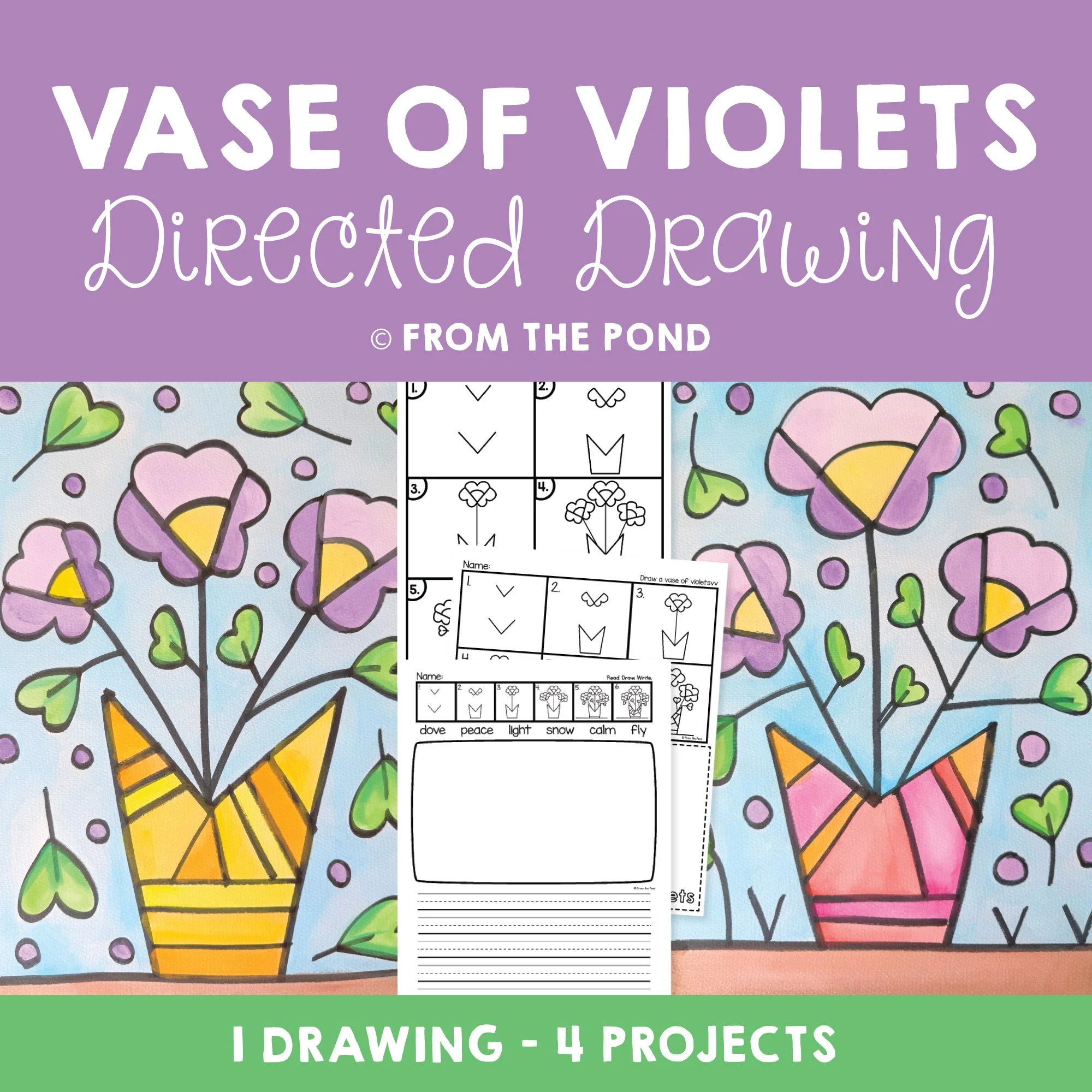 Vase of Violets Drawing