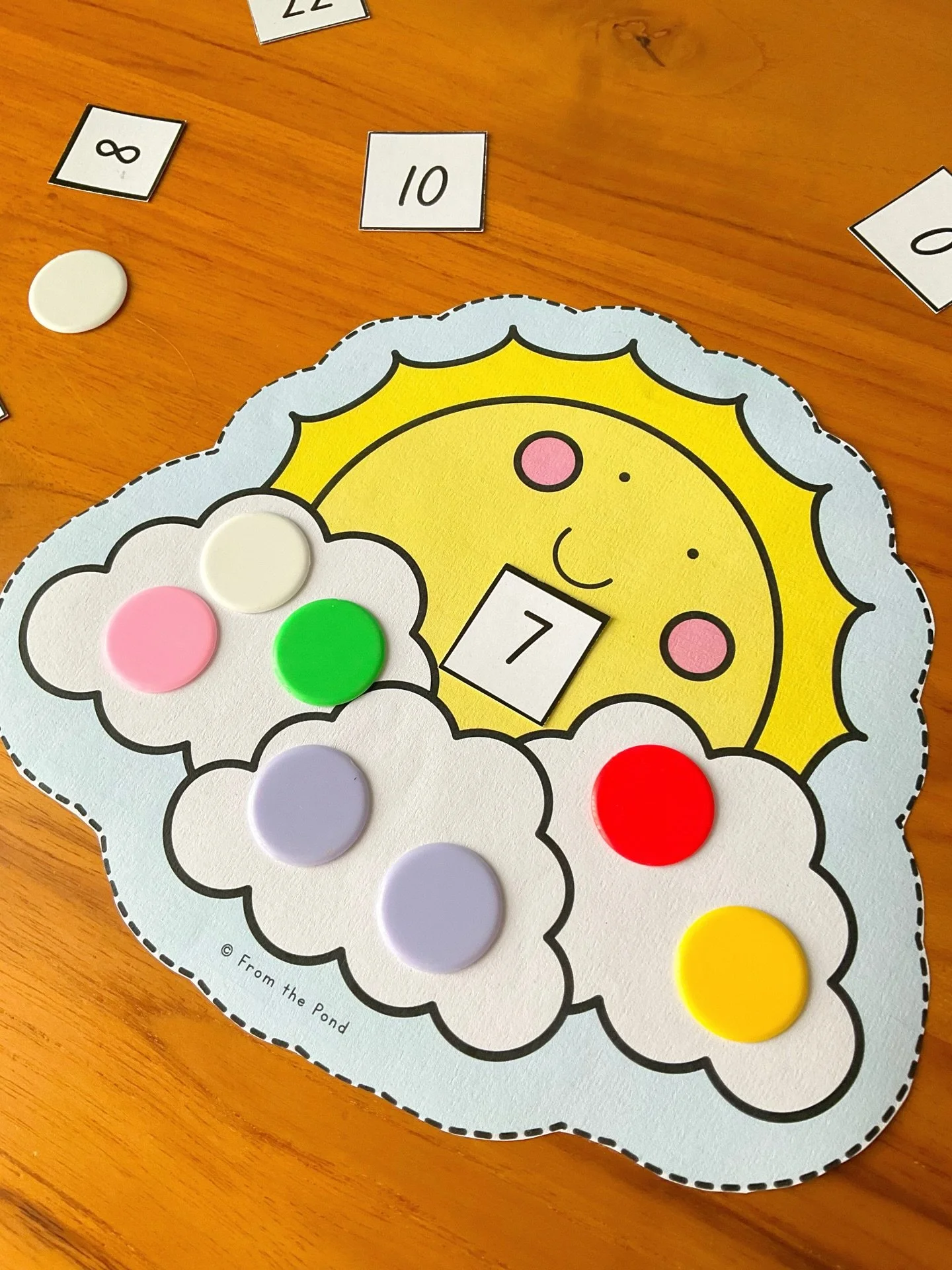 ☀️ Just Add Sun Math Mats ☀️

A little reminder for my math friends &mdash; these hands-on play mats are included in Bundle 1 and are packed with math play potential!

✨ Try this fun game:
 Set a total (e.g., 18). Roll a dice and keep adding raindrop
