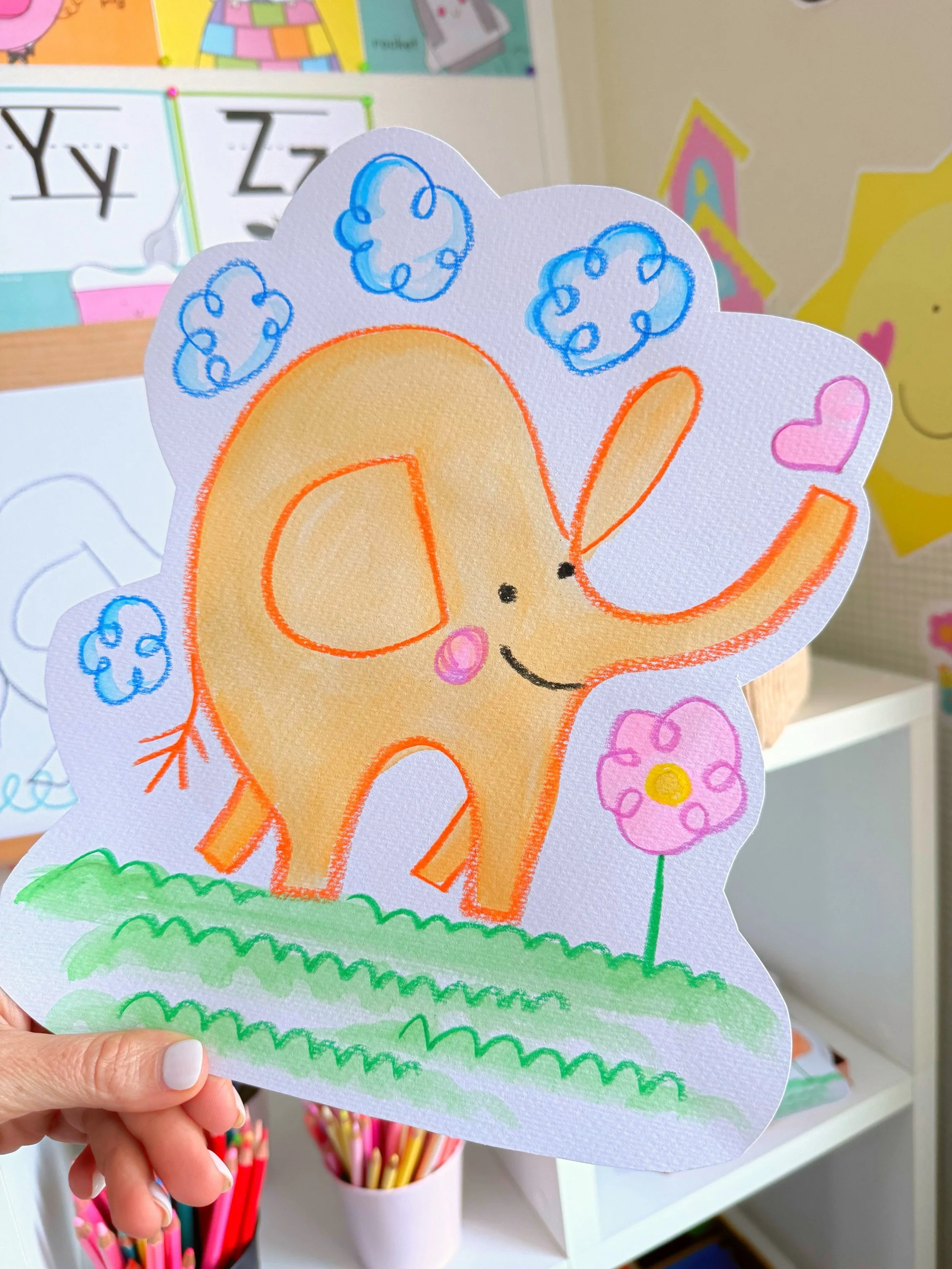 Turn the letter &ldquo;e&rdquo; into an elephant with me 🐘✨

From a basket full of shapes, many playful loops, a tree trunk and a few eggs this little elephant came to life on Day 28 of my April drawing challenge.

What began as a simple sketchbook 