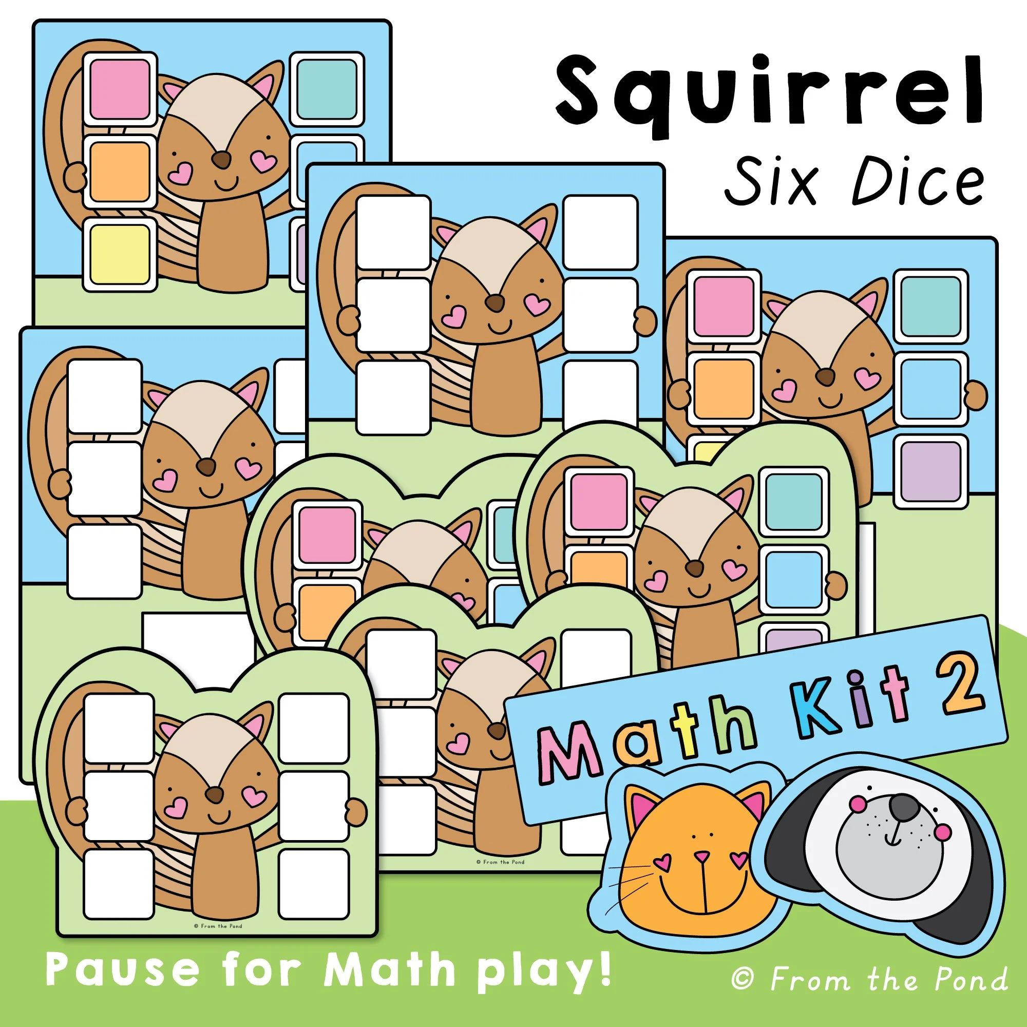  Kindergarten Math Play Mats with Dice – hands-on roll-and-cover mats for subitizing, number sense, and early addition using dot patterns, ten-frames, tallies, and number representations 