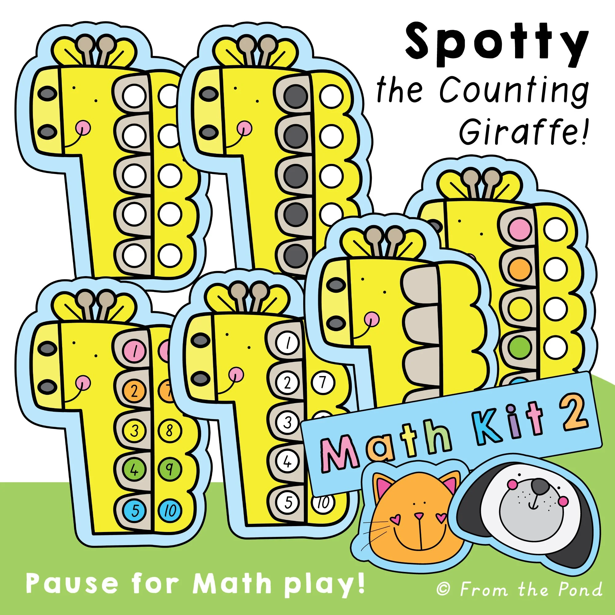  Spotty the Counting Giraffe Play Mats – Numbers to 10 Math Games – hands-on giraffe-themed play mats for counting to 10, subitizing, and building early number sense with visual models and interactive math play 