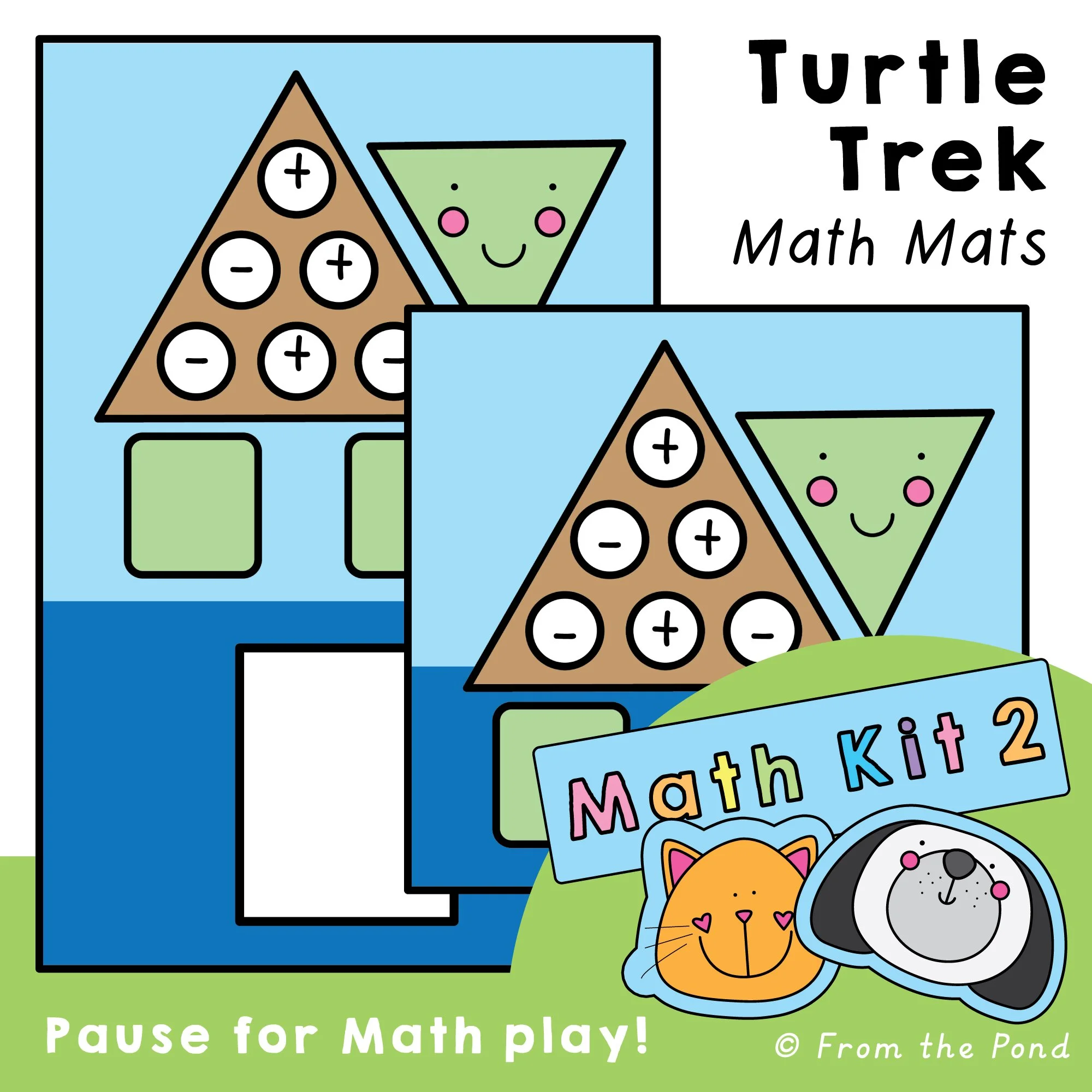  Turtle Trek Math Mats – Addition &amp; Subtraction Dice Game – ocean-themed “roll-and-play” math mats for practising addition, subtraction, and number comparison using dice and counters in K–1 math centers 
