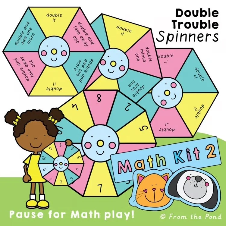  Double Trouble Math Spinners – Addition Strategy Games for Doubles &amp; Near Doubles – engaging spinner-based math games to practise doubles and doubles + 1 facts, build fluency, and strengthen mental addition strategies through hands-on play 