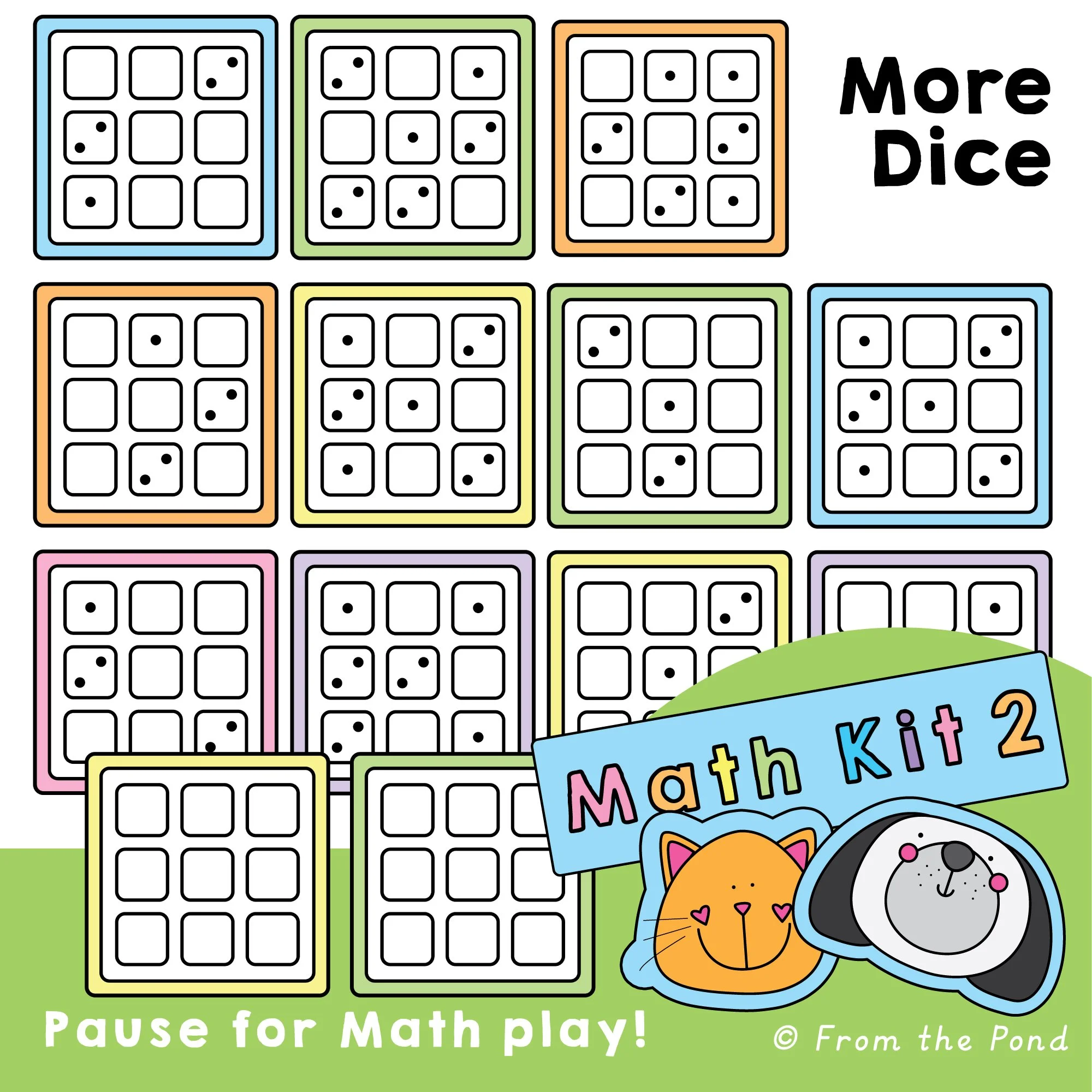  More Dice Play Mats – subitizing, counting, and early addition games using roll-and-play mats to build number sense with dot patterns and visual models 