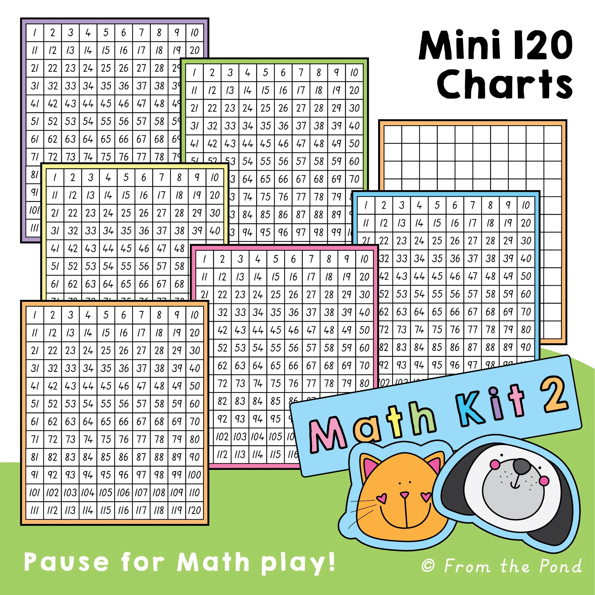  Mini 120 Charts – printable mini number charts for counting to 120, number patterns, and math centers, including blank charts for flexible number sense practice 