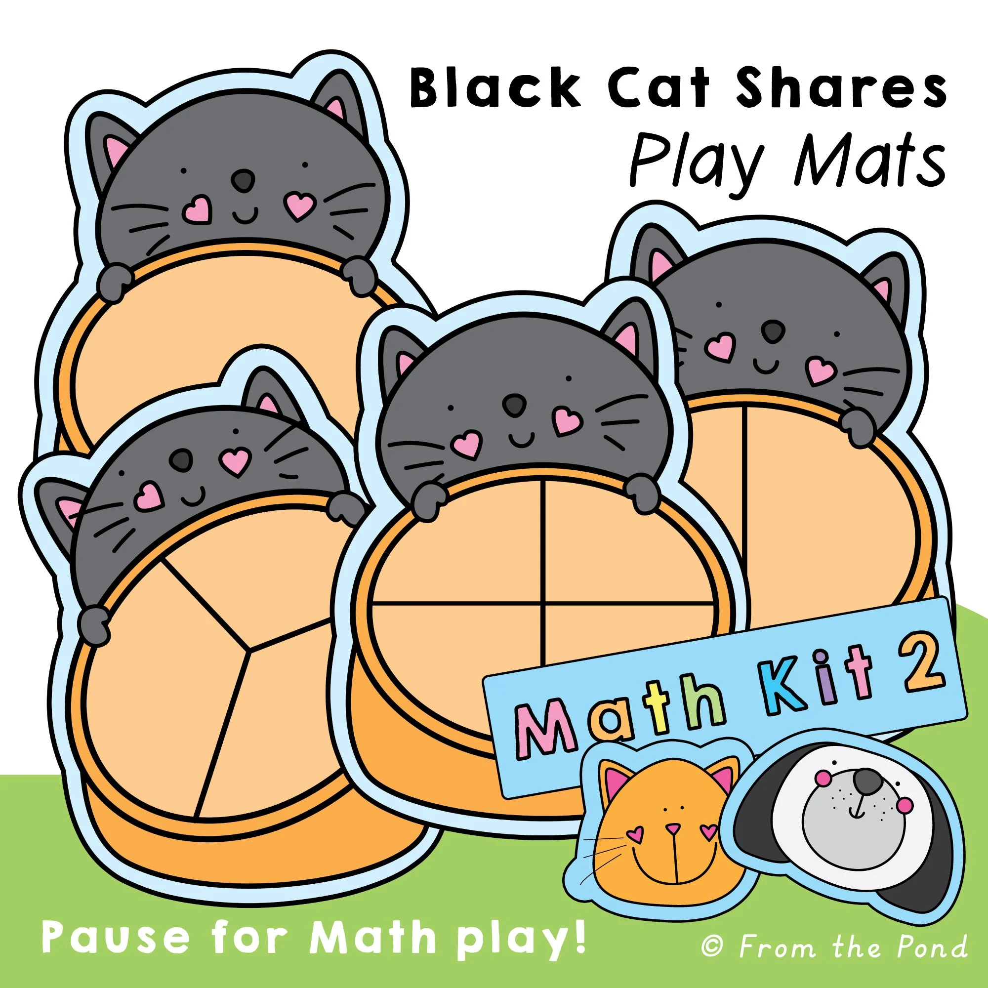  Black Cat Shares Math Mats – equal groups and sharing activity mats for Kindergarten using counters to build early division concepts and number sense through hands-on play 