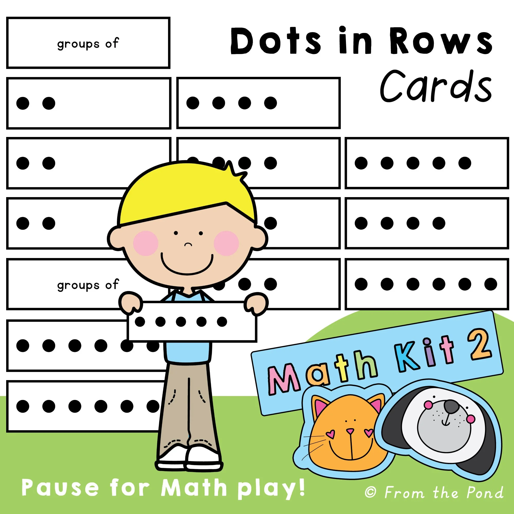  Dots in Rows Equal Groups Cards – dot array cards for subitizing, equal groups, and repeated addition to build early multiplication thinking and number sense 
