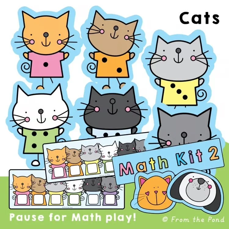  Cats Play Mats – subitizing, dice dots, and number recognition mats for Kindergarten to build counting, number sense, and visual number understanding through hands-on play 