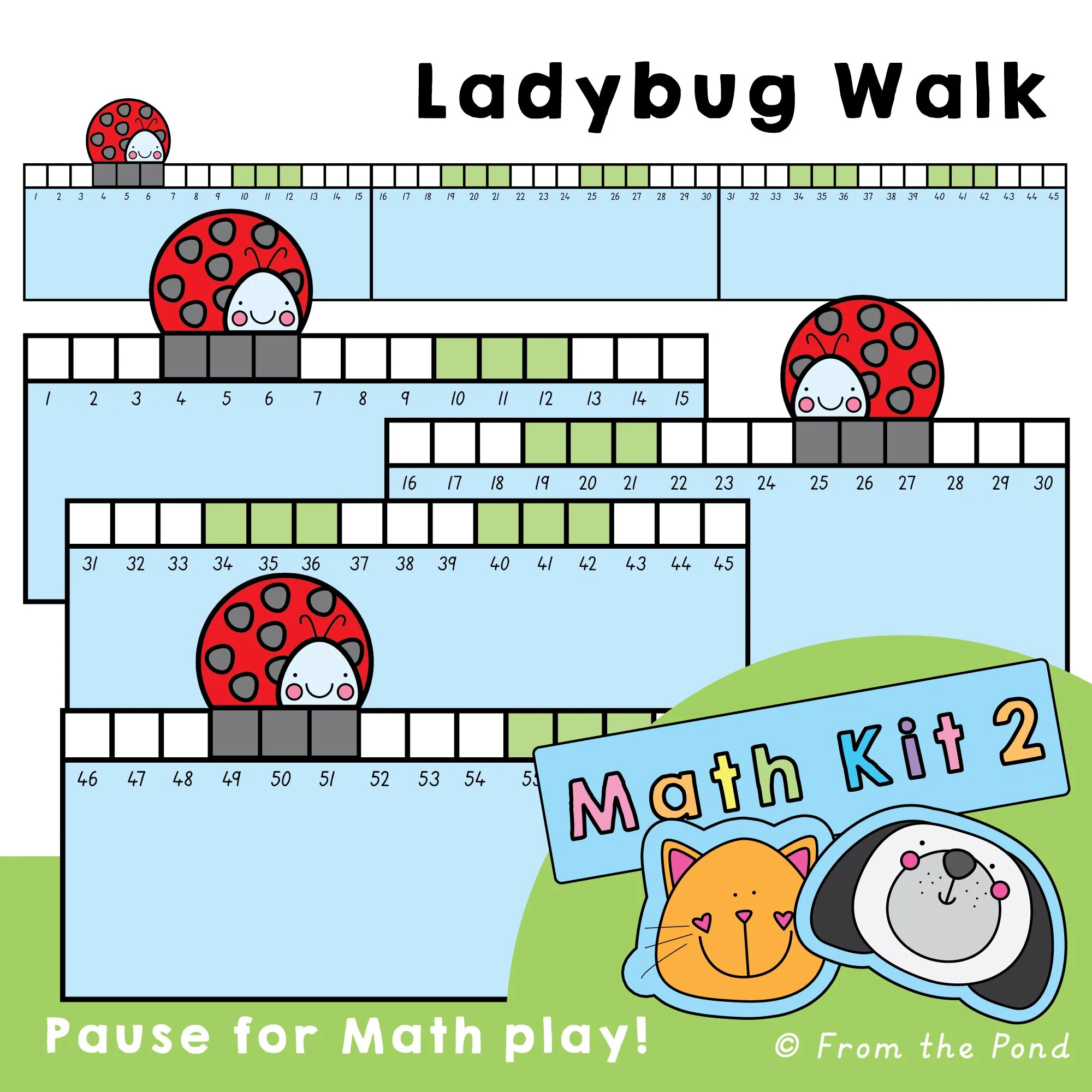  Ladybug Walk Giant Number Line – 1–120 skip counting path with large number line for counting, sequencing, and building number sense through movement and visual patterns 