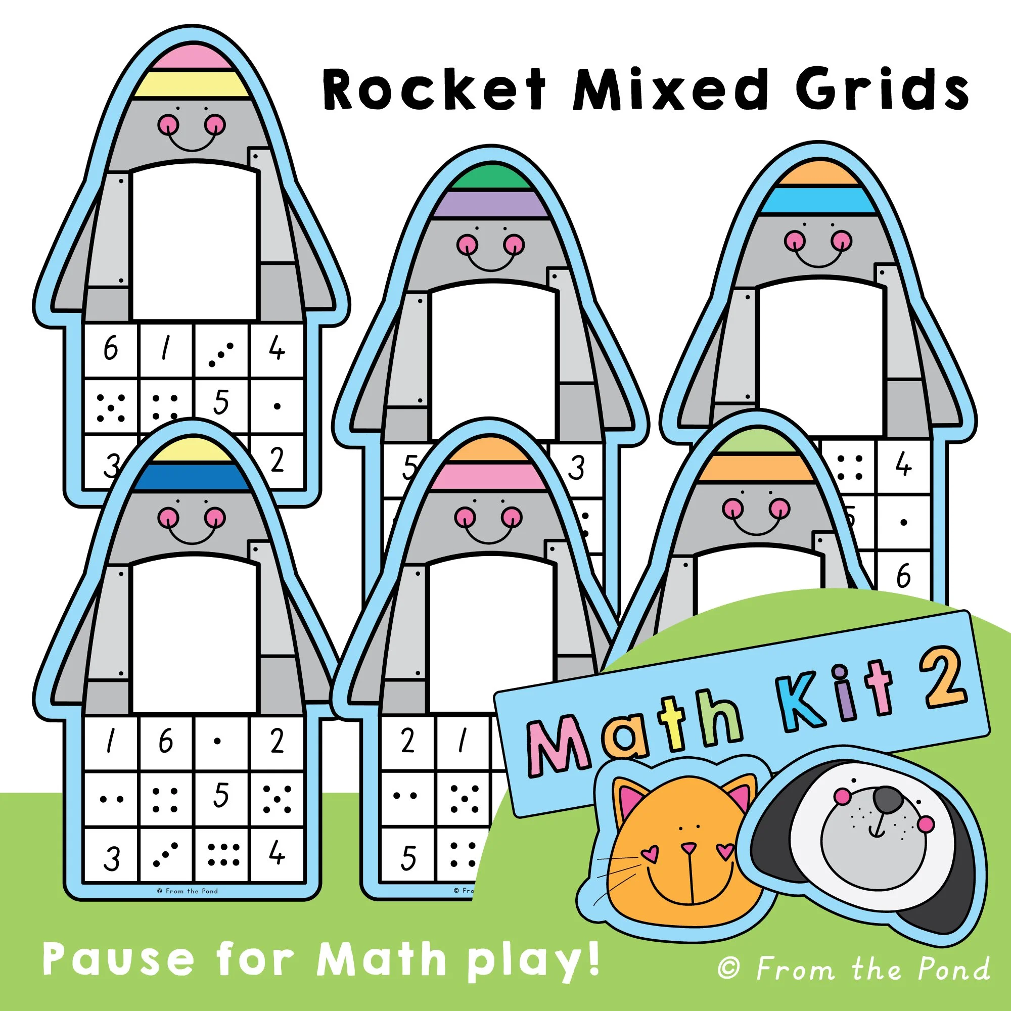  Rocket Mixed Grids Math Play Mats – counting-on, subitizing, and number-sense mats with mixed grid layouts to build addition thinking using visual patterns and hands-on play 