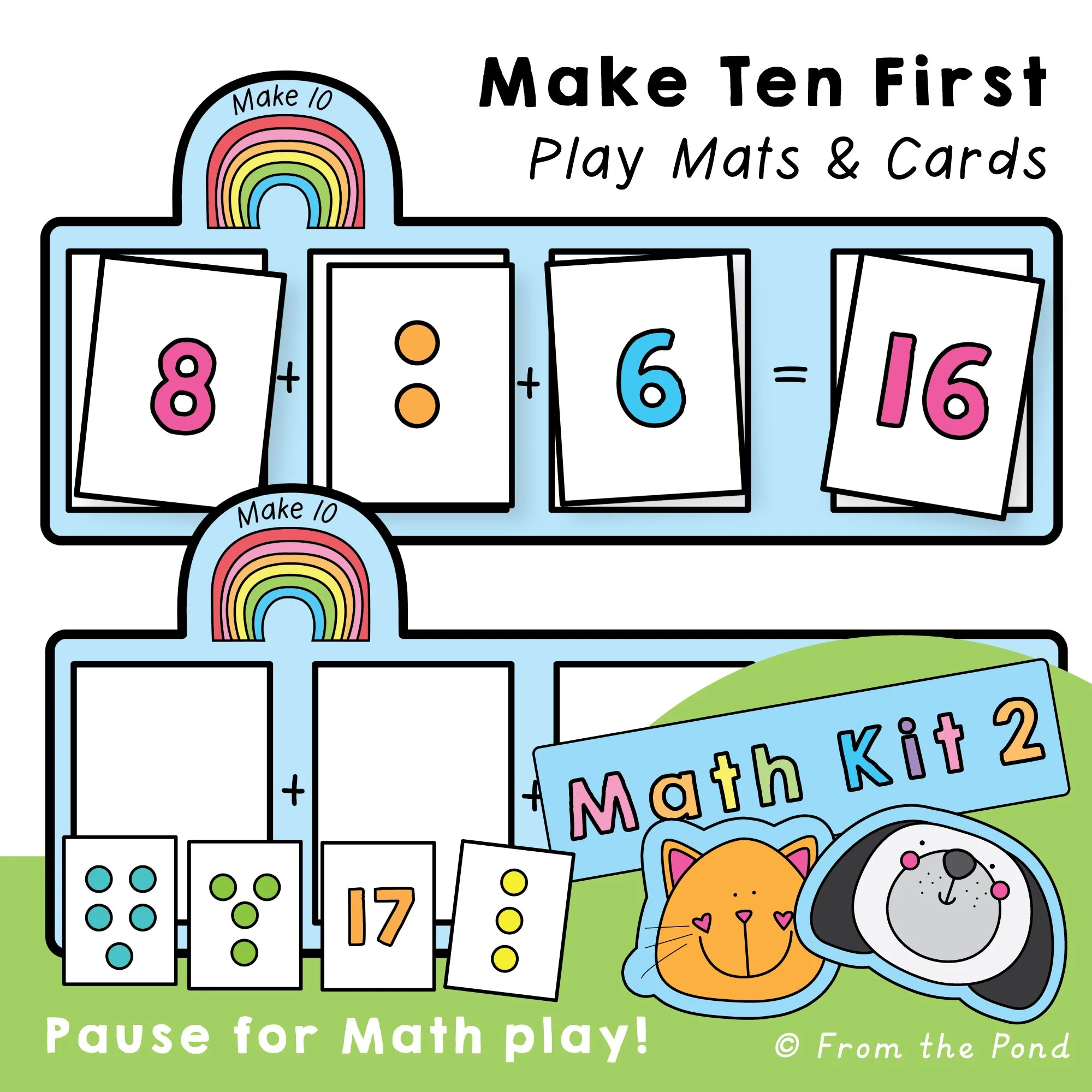  Ten First Mats – make-10 strategy play mats with number dot cards to build flexible addition thinking, number bonds, and early number sense through hands-on math play 